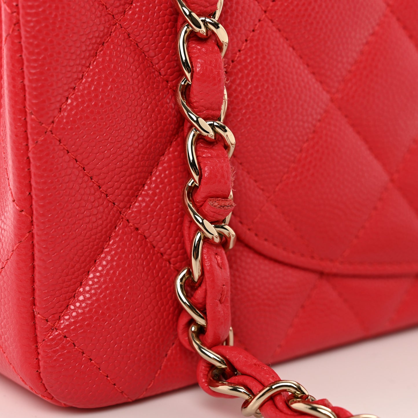 Caviar Quilted Small Double Flap Red