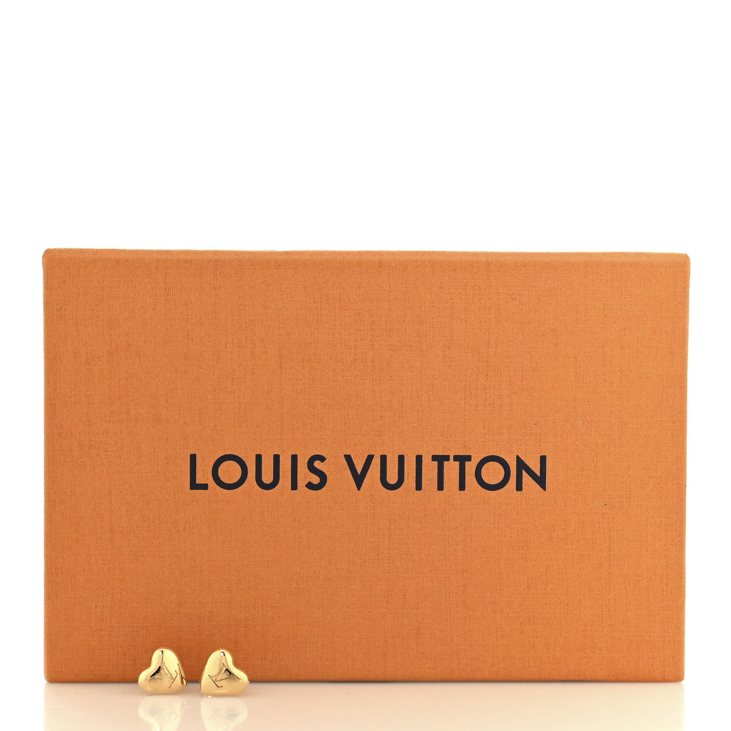 Metal LV Heart Stud Earrings Gold