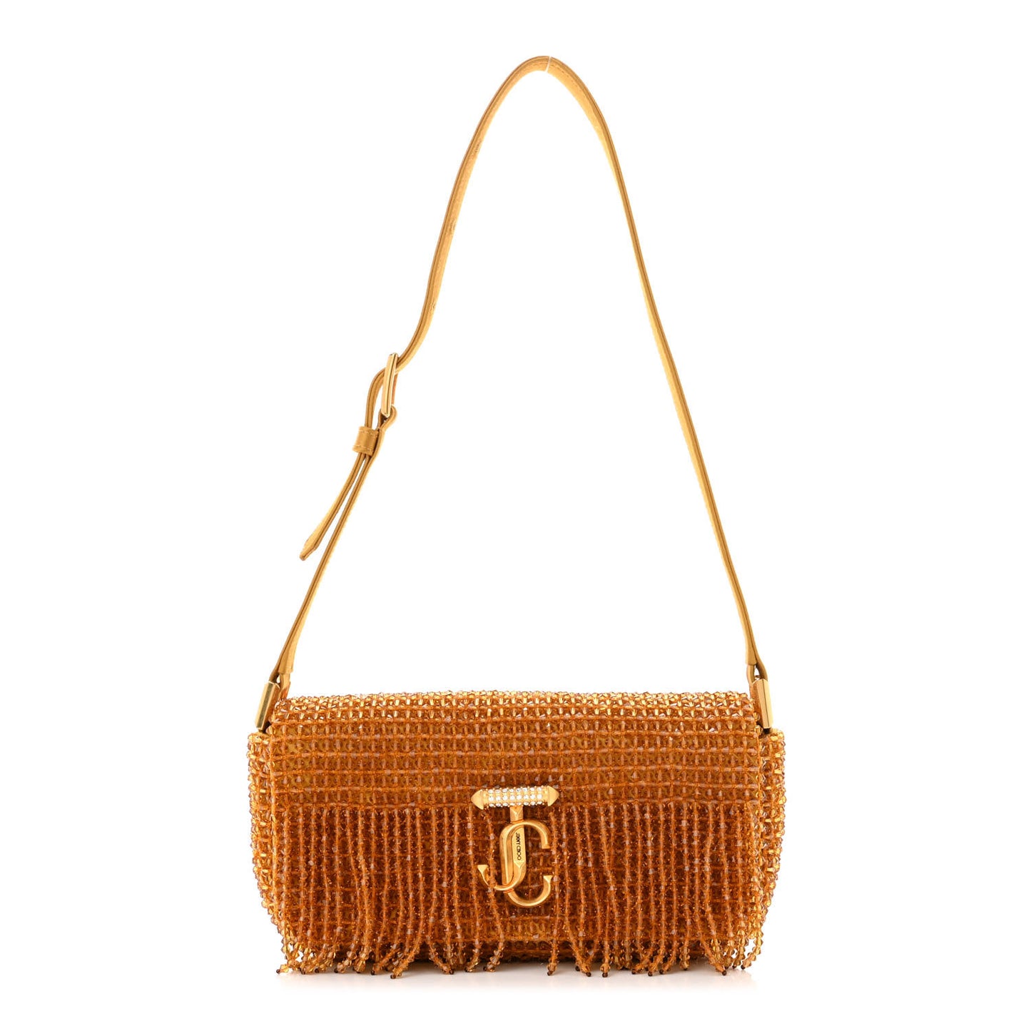 Satin Crystal Embroidered Fringe Mini Varenne Shoulder Bag Sunflower Light Gold