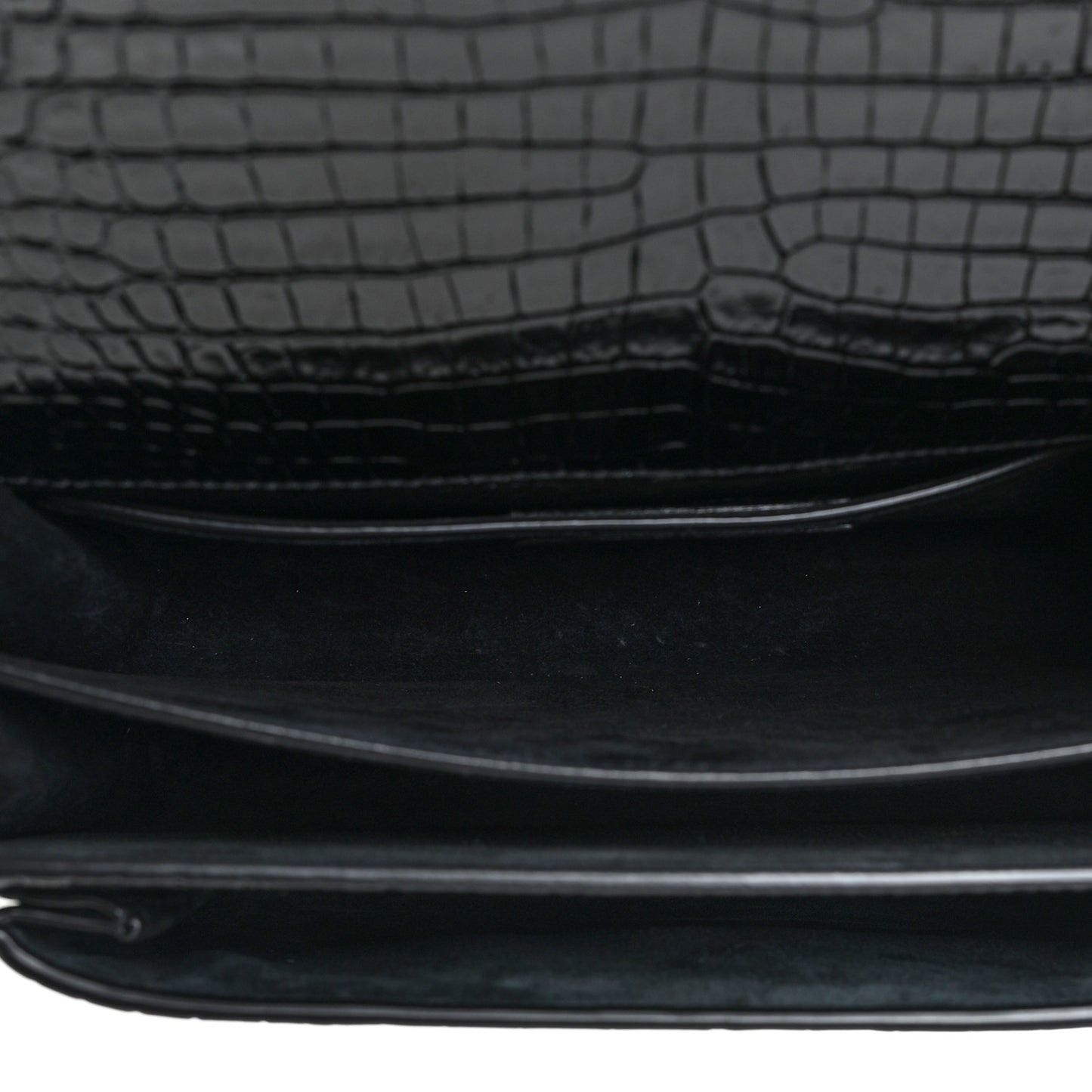 Calfskin Crocodile Embossed Medium Monogram Sunset Black