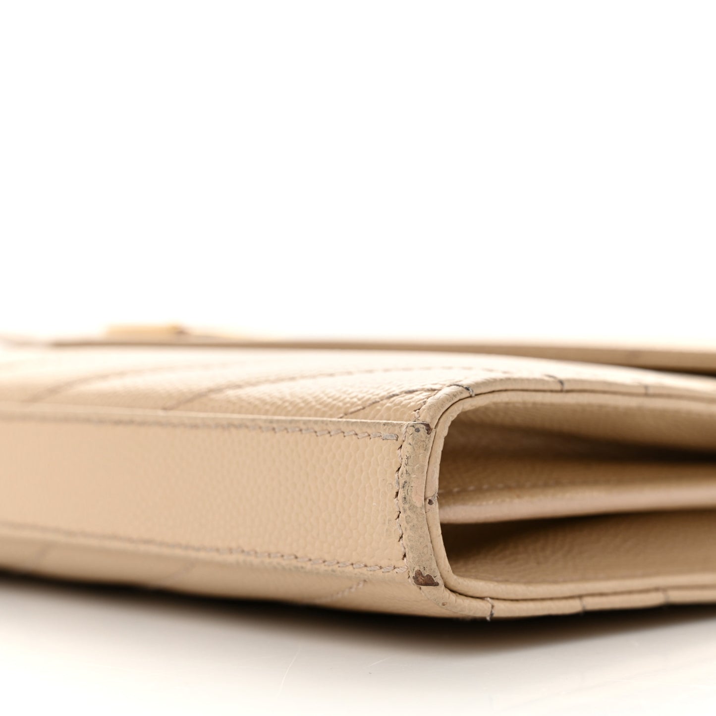Grain De Poudre Matelasse Chevron Monogram Chain Wallet Nude Powder
