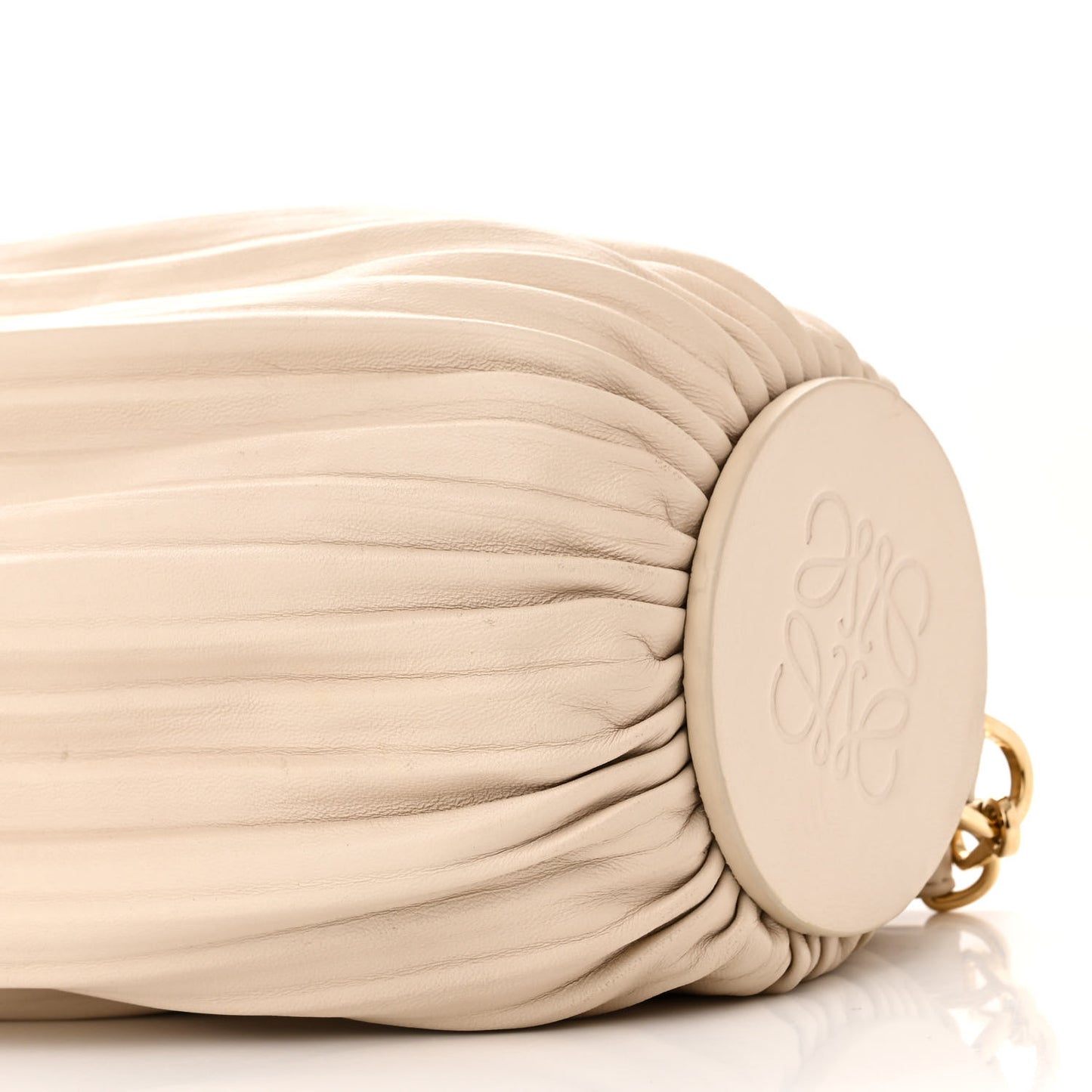 Lambskin Pleated Bracelet Pouch Shoulder Bag White