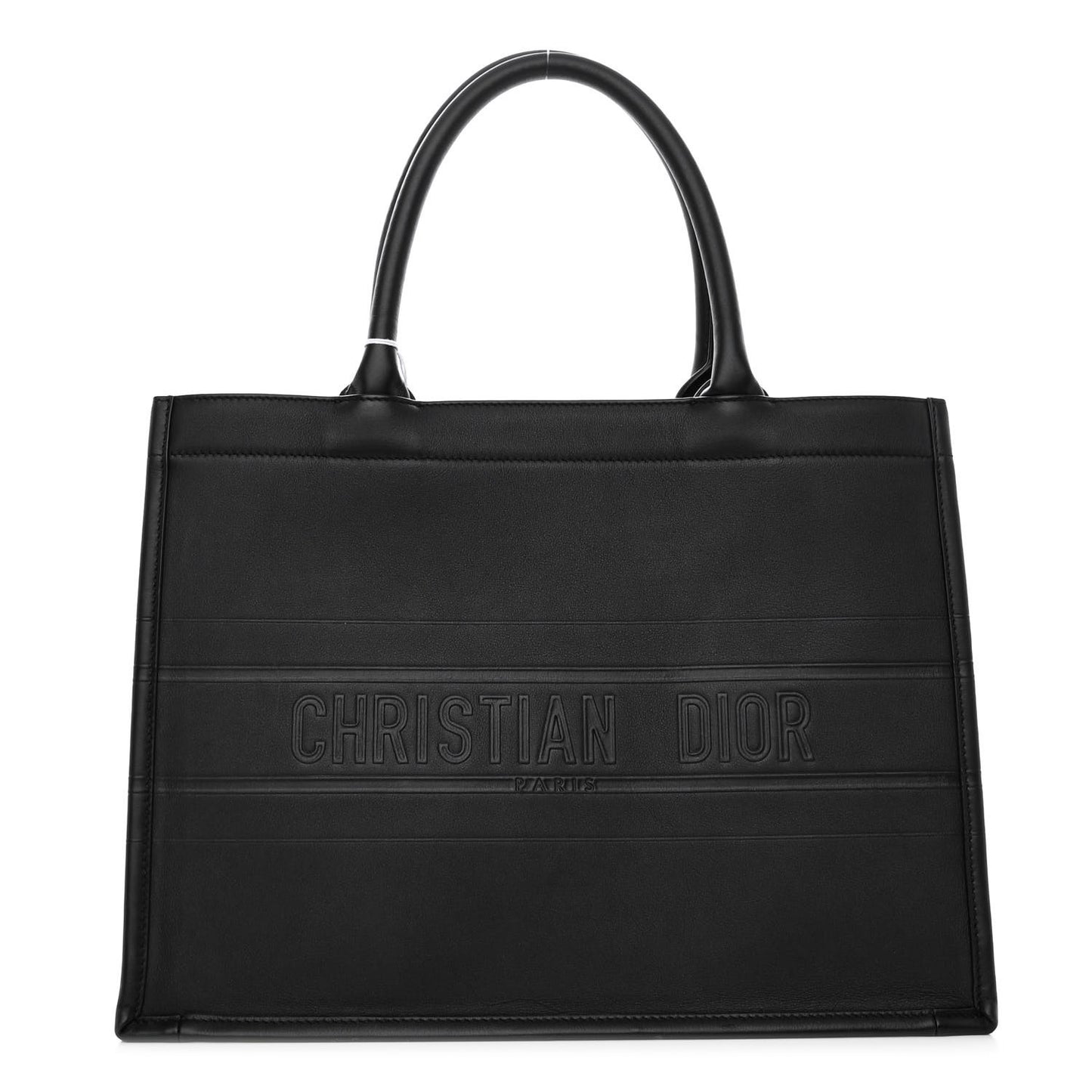 Calfskin Embossed Medium Book Tote Black