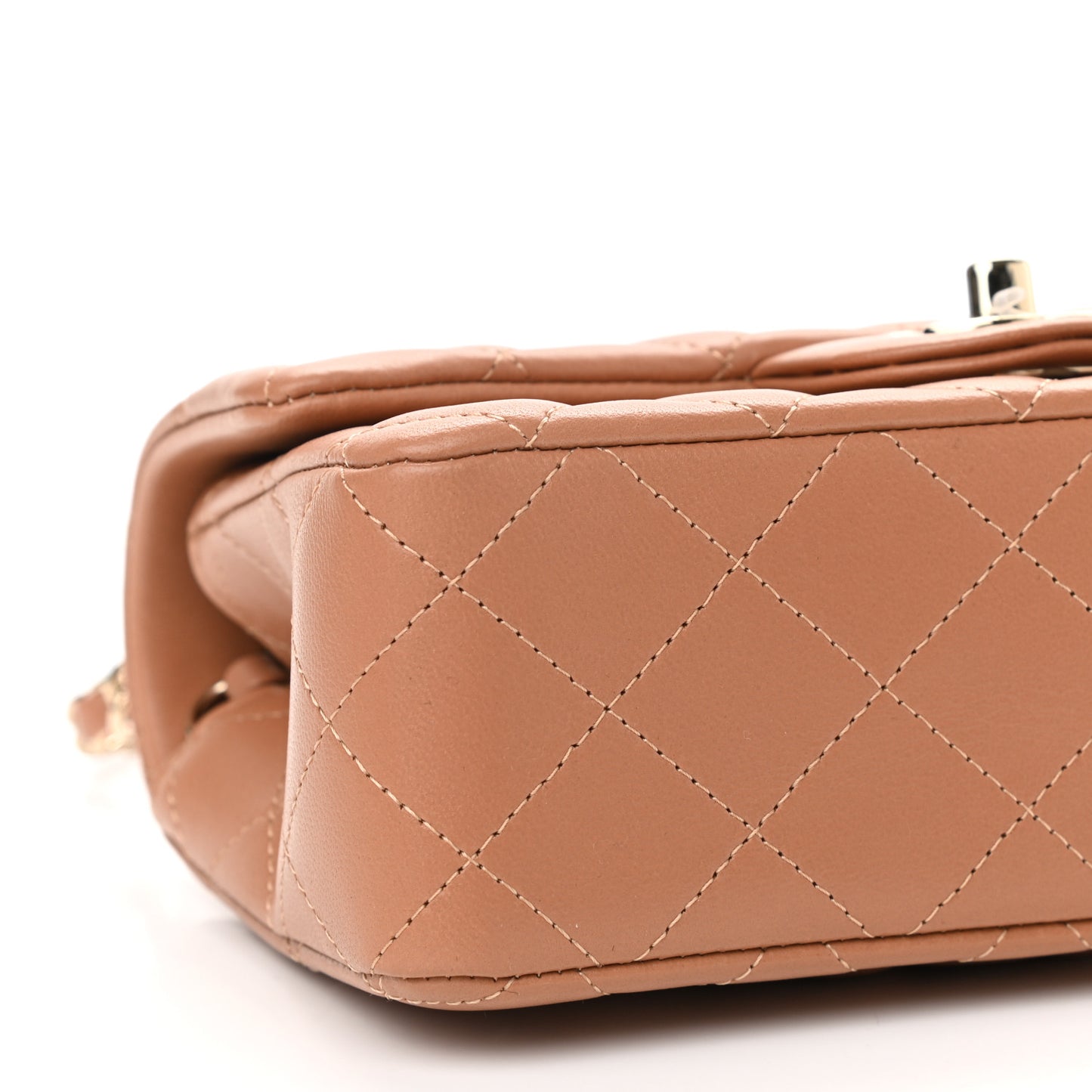 Lambskin Quilted Mini Rectangular Flap Brown
