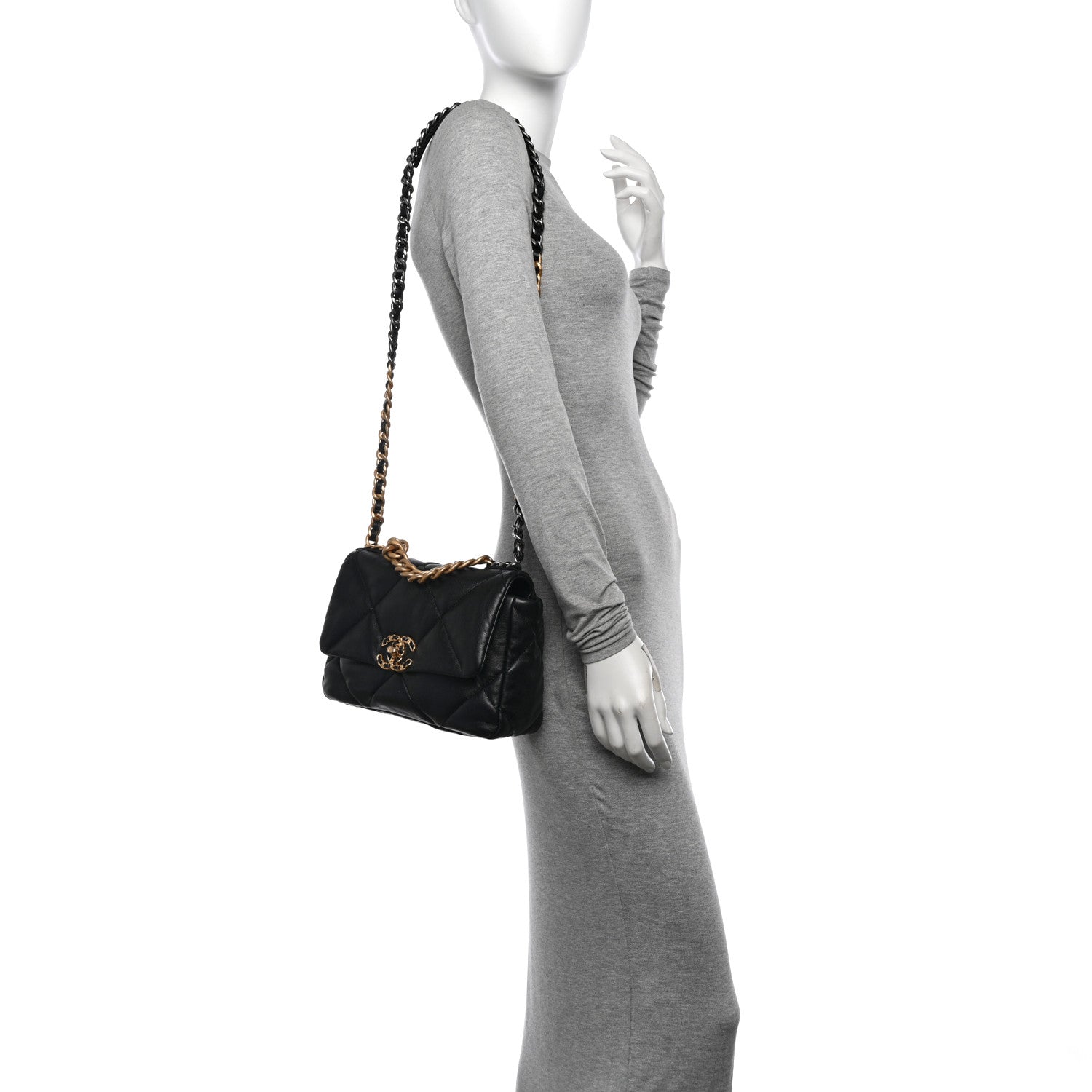 Chanel Lambskin Quilted Medium Chanel 19 Flap Black 2 of 10