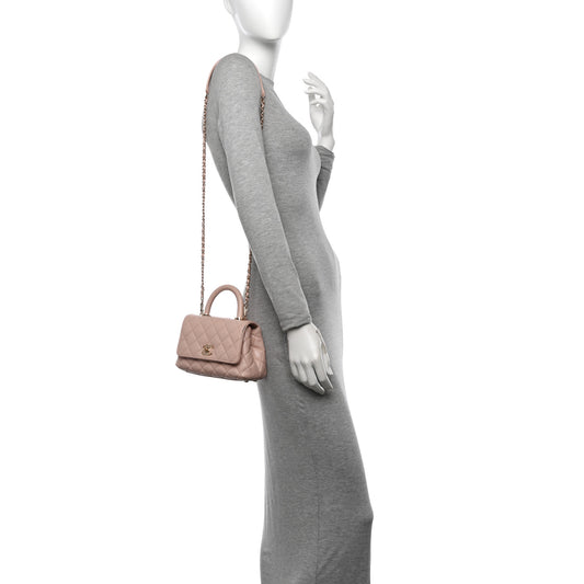 Caviar Quilted Extra Mini Coco Handle Flap Light Pink