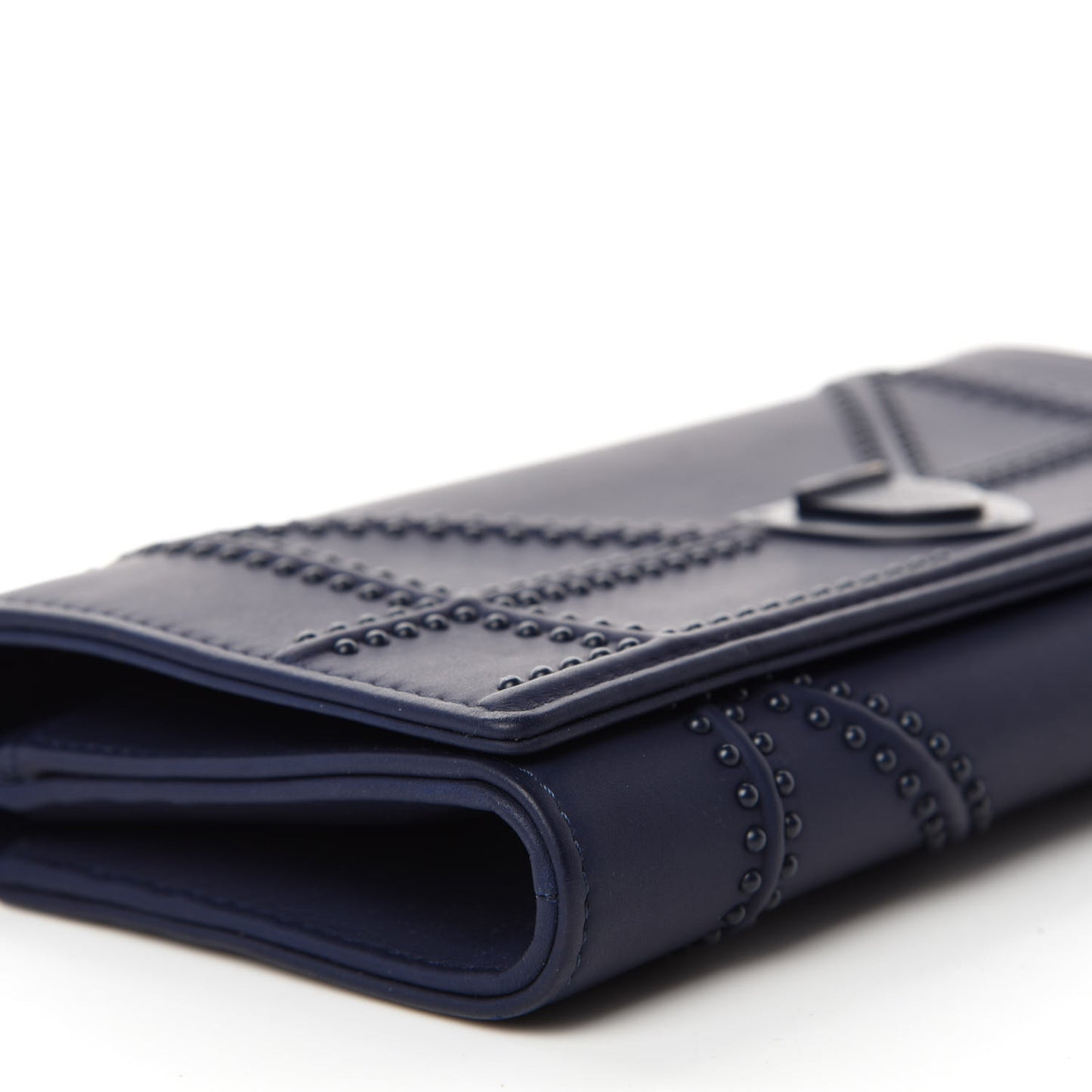 Matte Calfskin Studded Diorama Croisiere Chain Wallet Indigo