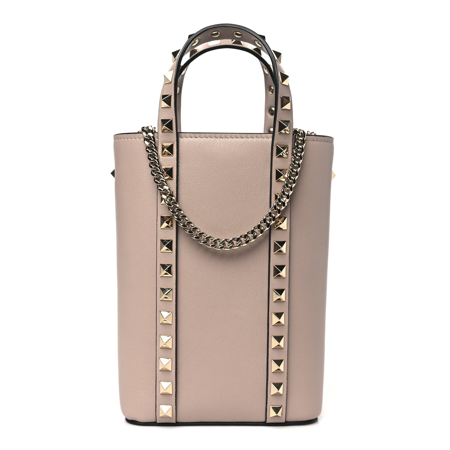 Calfskin Rockstud North-South Crossbody Bag Poudre