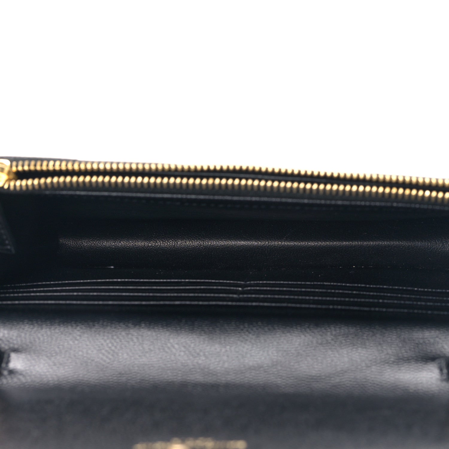 Saint Laurent Grain De Poudre Matelasse Chevron Monogram Envelope Chain Wallet Black 5 of 9