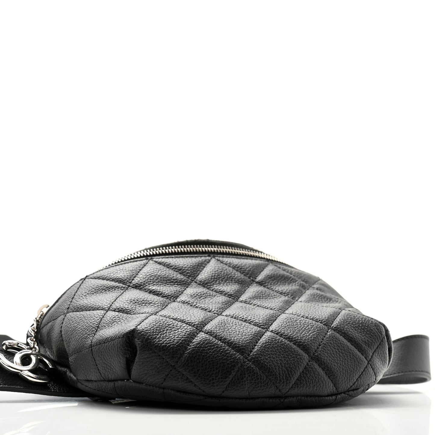 Grained Calfskin Quilted Waist Belt Bag Black