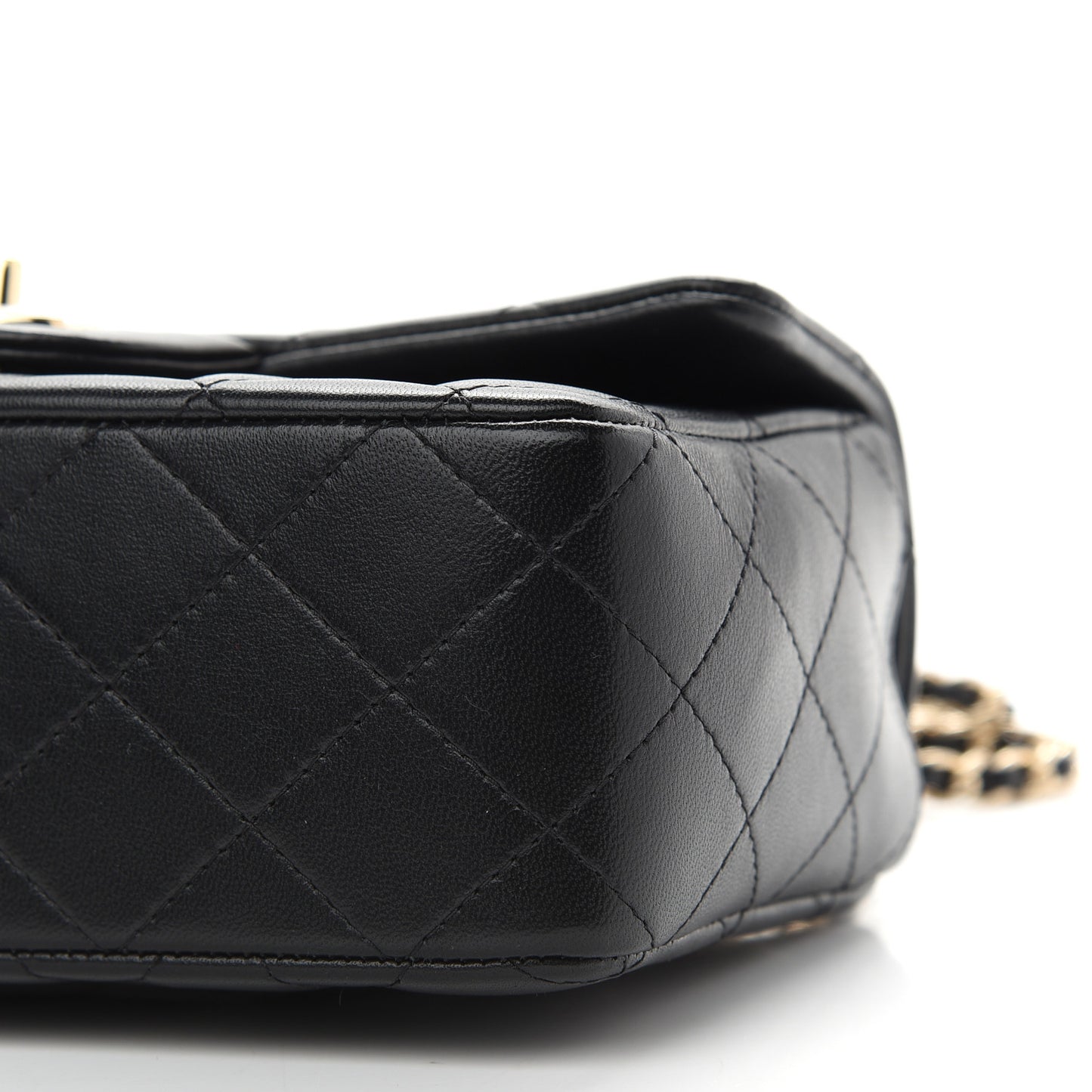 Lambskin Quilted Mini Top Handle Rectangular Flap Black