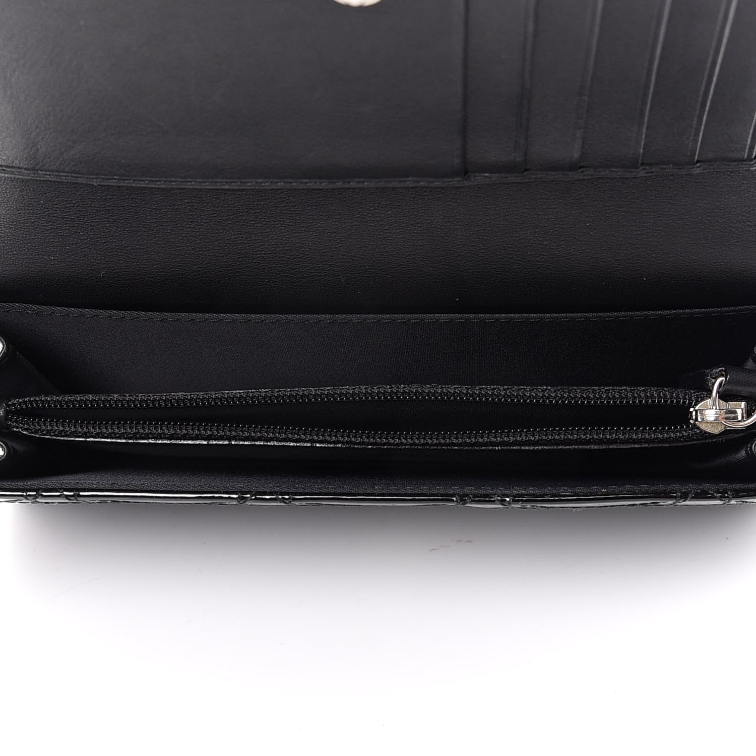Christian Dior Patent Cannage Rendezvous Wallet Black 5 of 7