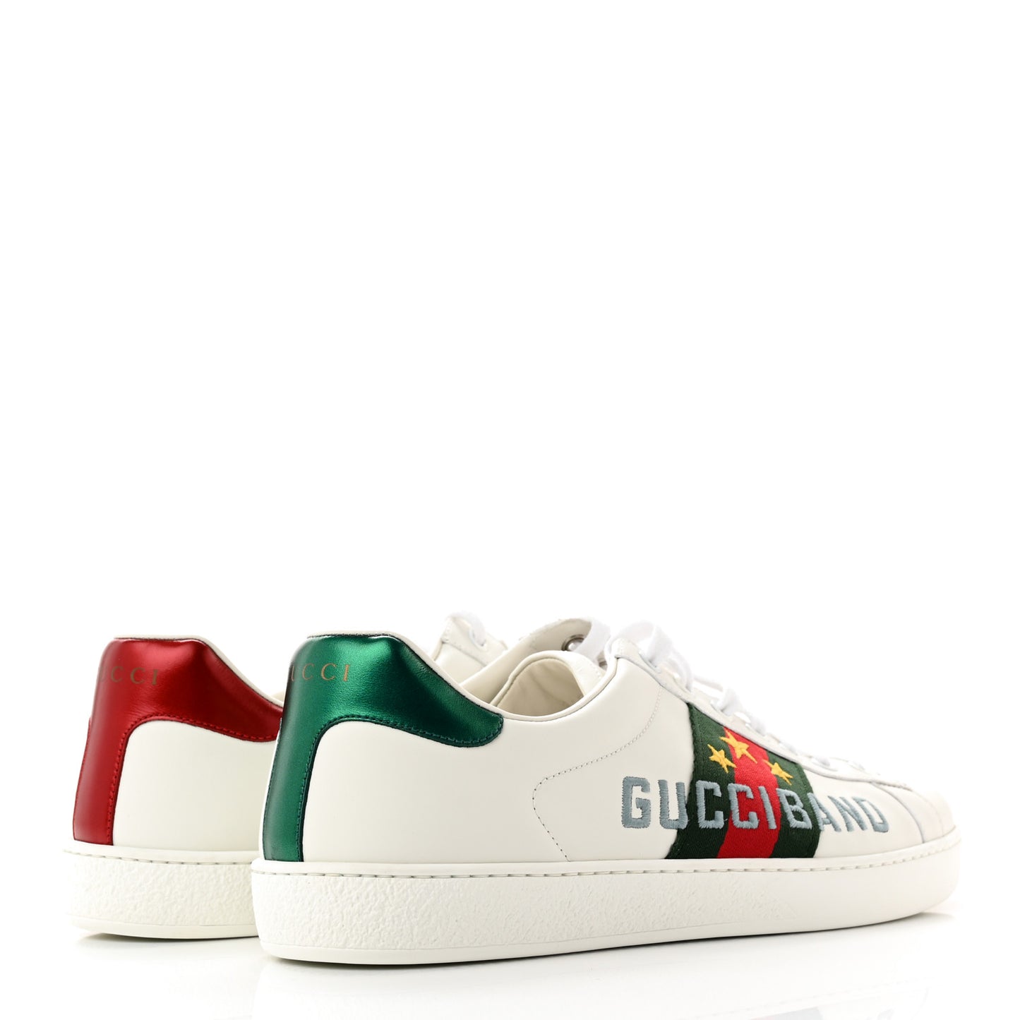 Calfskin Web Mens Gucci Band Ace Sneakers 8 White