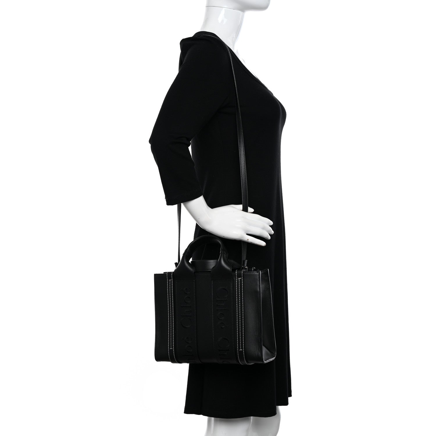 Chloe Calfskin Small Woody Tote Black 2 of 13