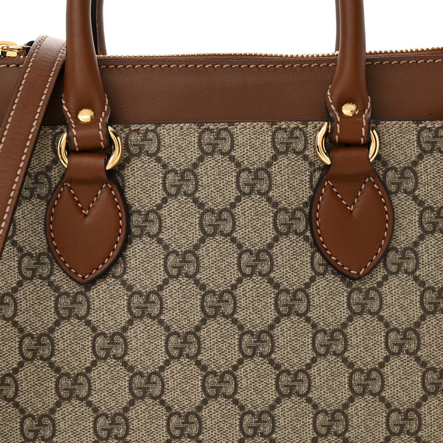 GG Supreme Monogram Mini Zip Top Tote Beige Tuscany