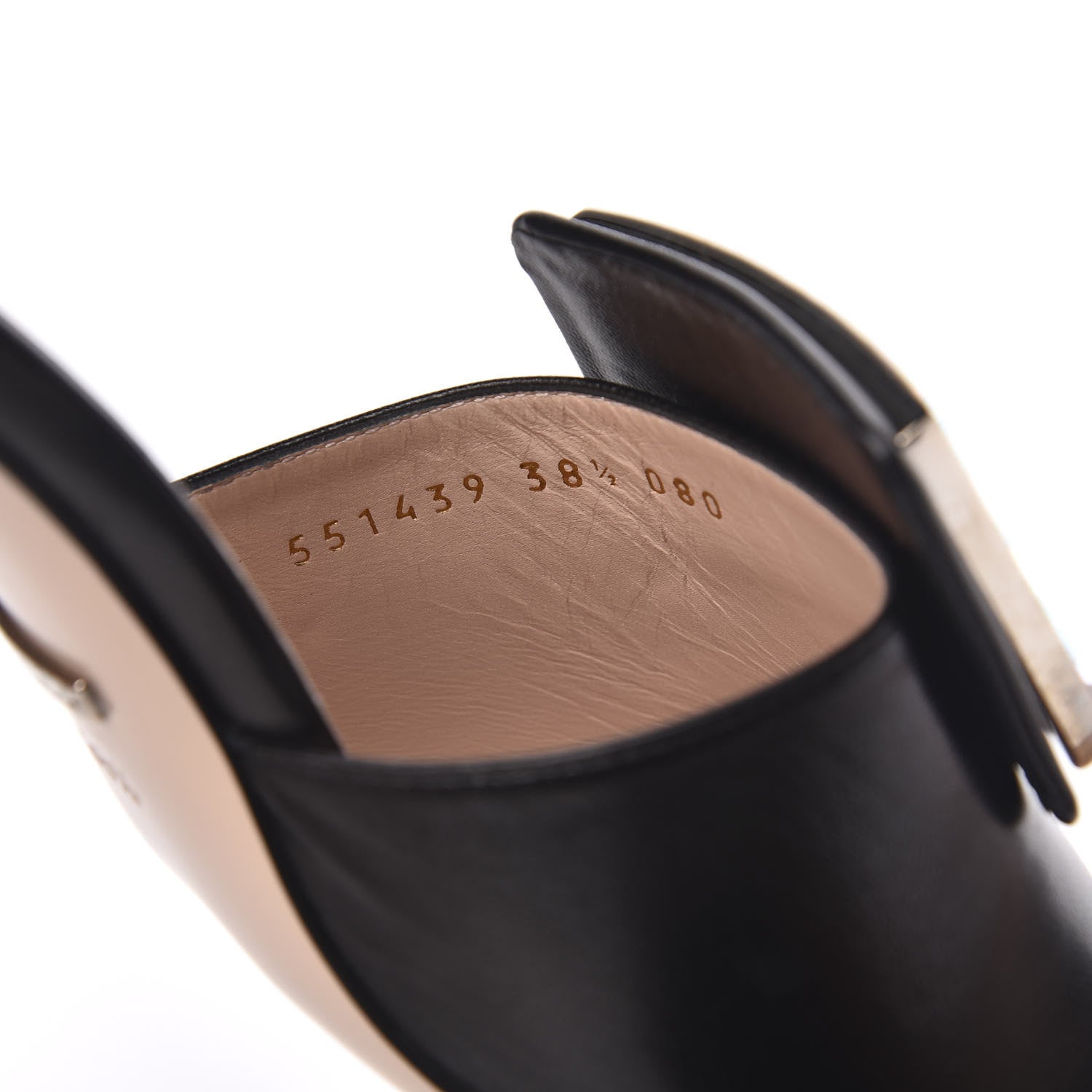 Gucci Malaga Kid Crystal Square G Madelyn Mules 38.5 Black 7 of 8