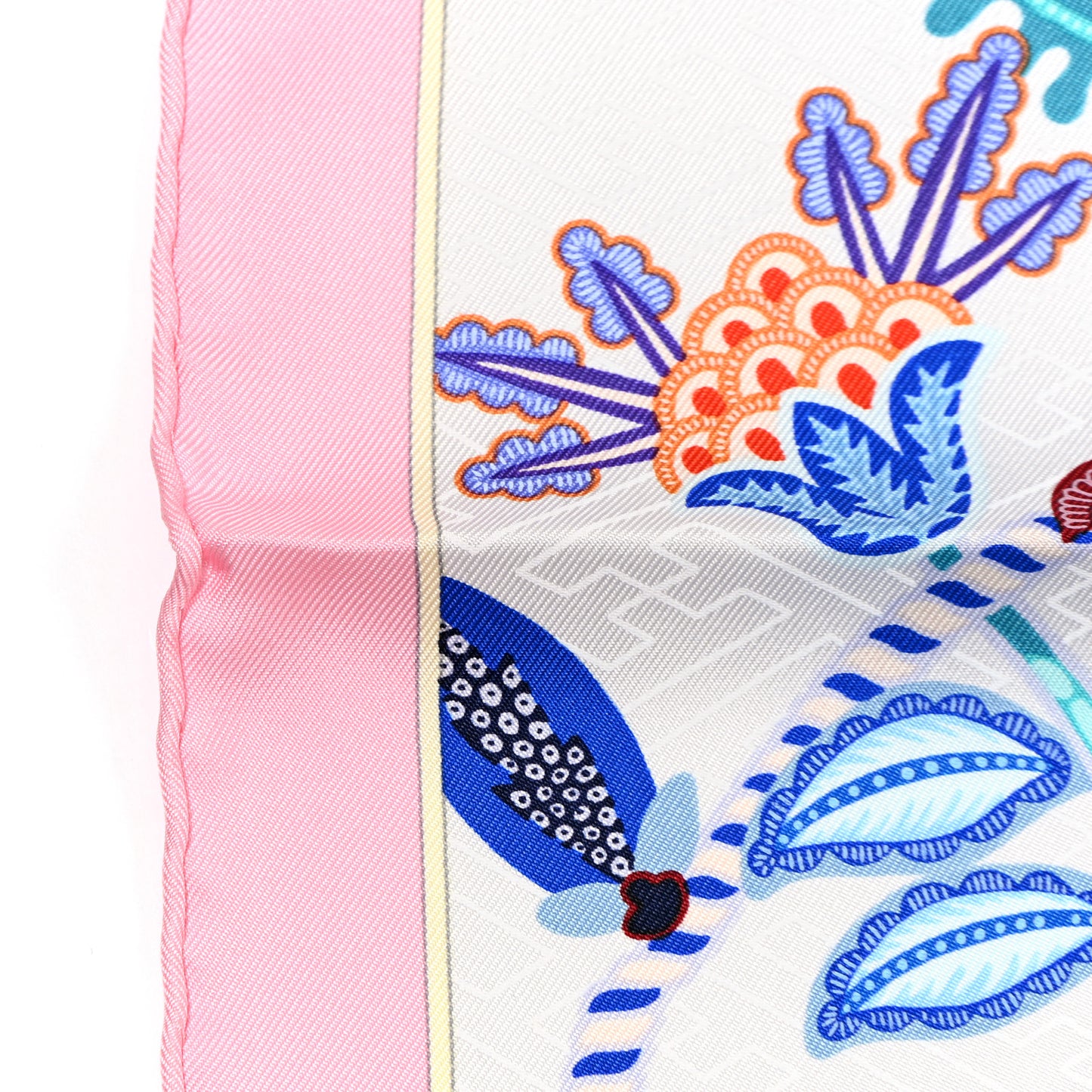 Silk Twill Duo Cosmique Scarf 90 Rose Pale Bleu Orange