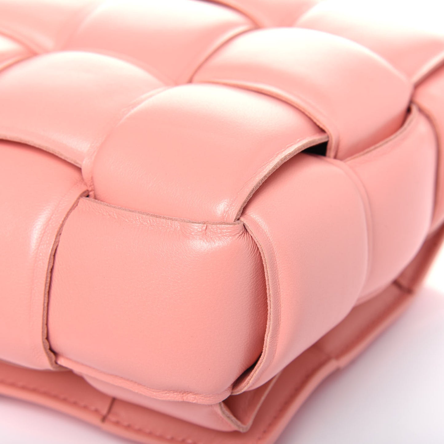 Nappa Maxi Intreccio Padded Cassette Crossbody Bag Peachy