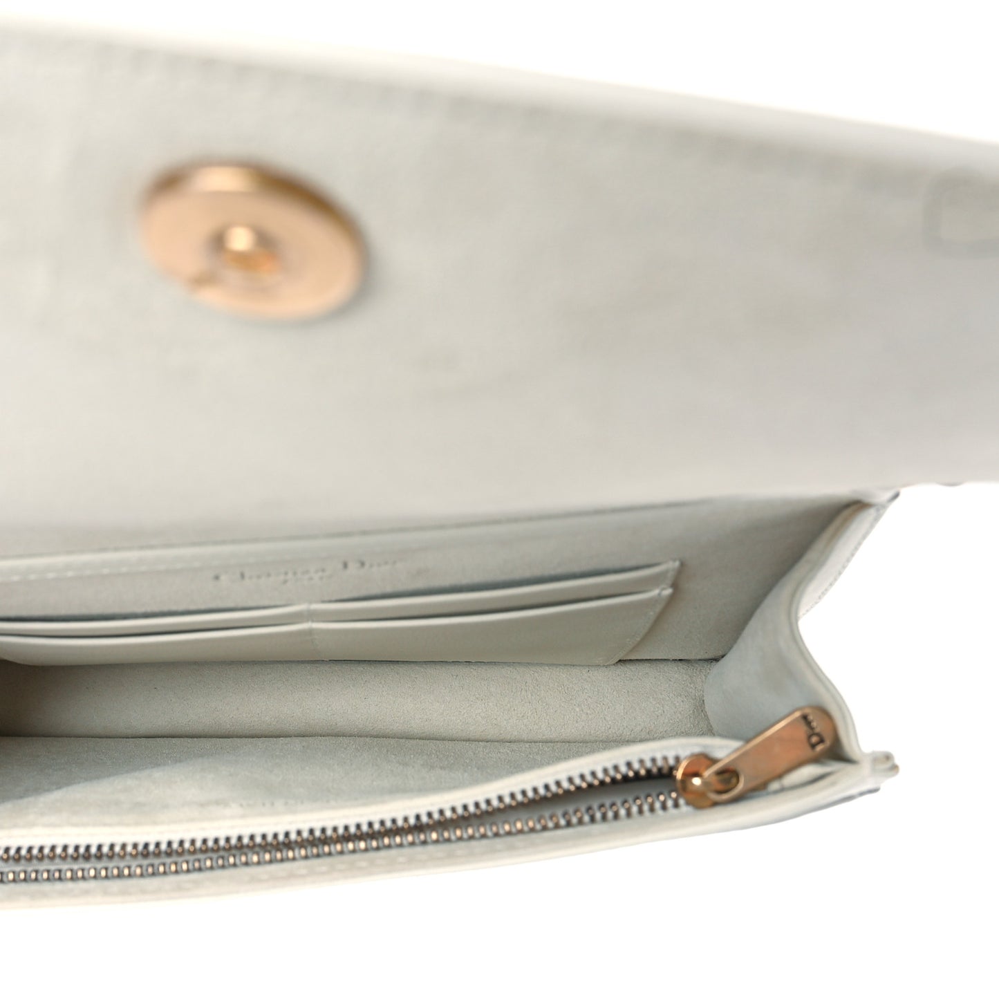 Calfskin Studded Diorama Wallet on Chain Pouch Off White