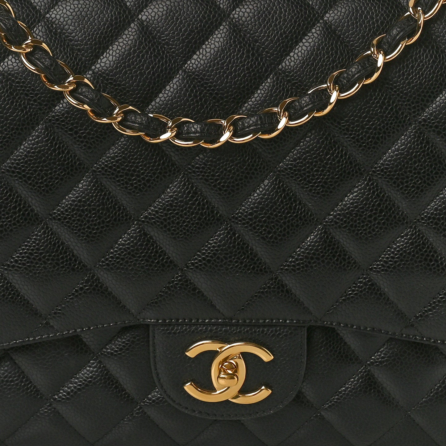 Caviar Quilted Maxi Double Flap Black