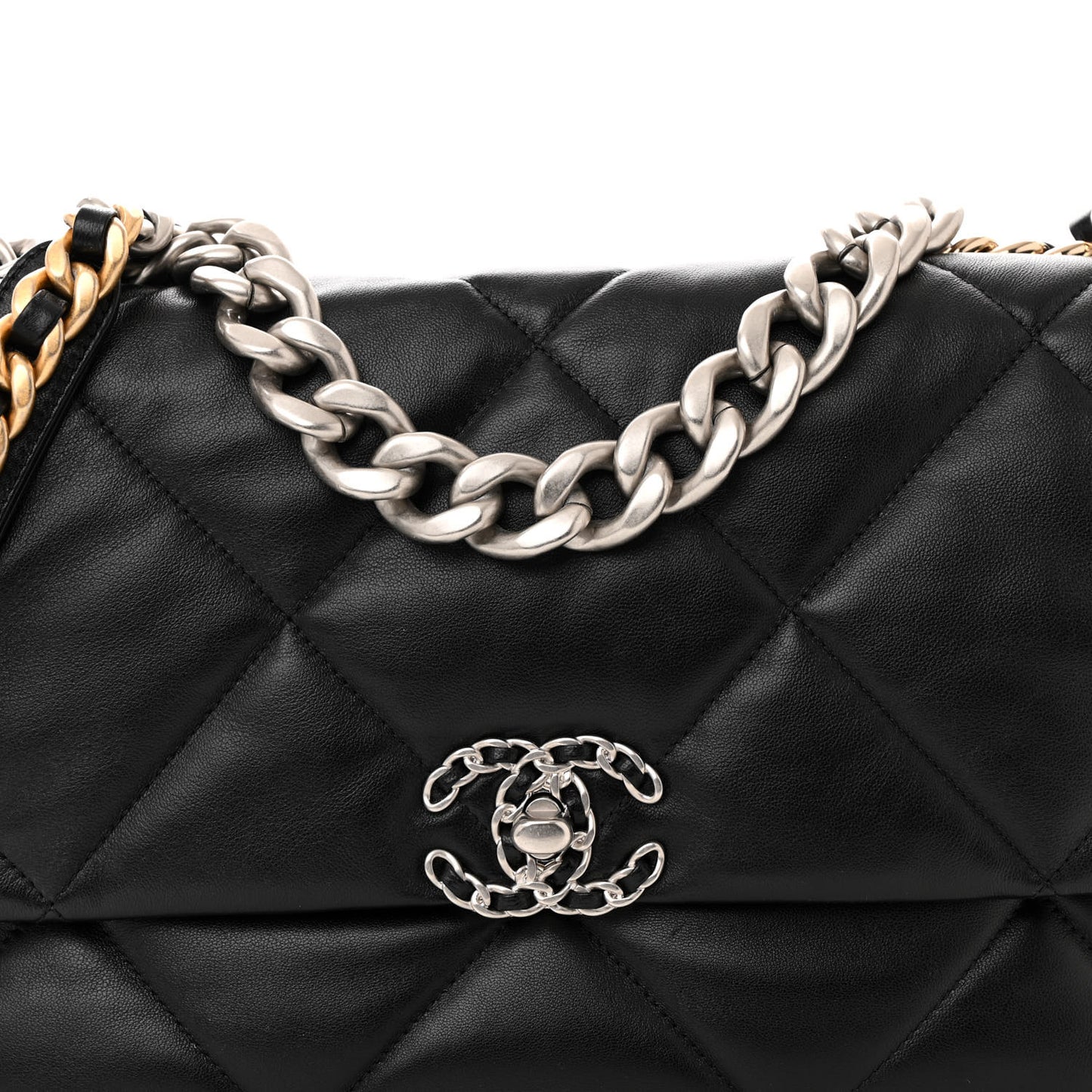 Lambskin Quilted Large Chanel 19 Flap Black