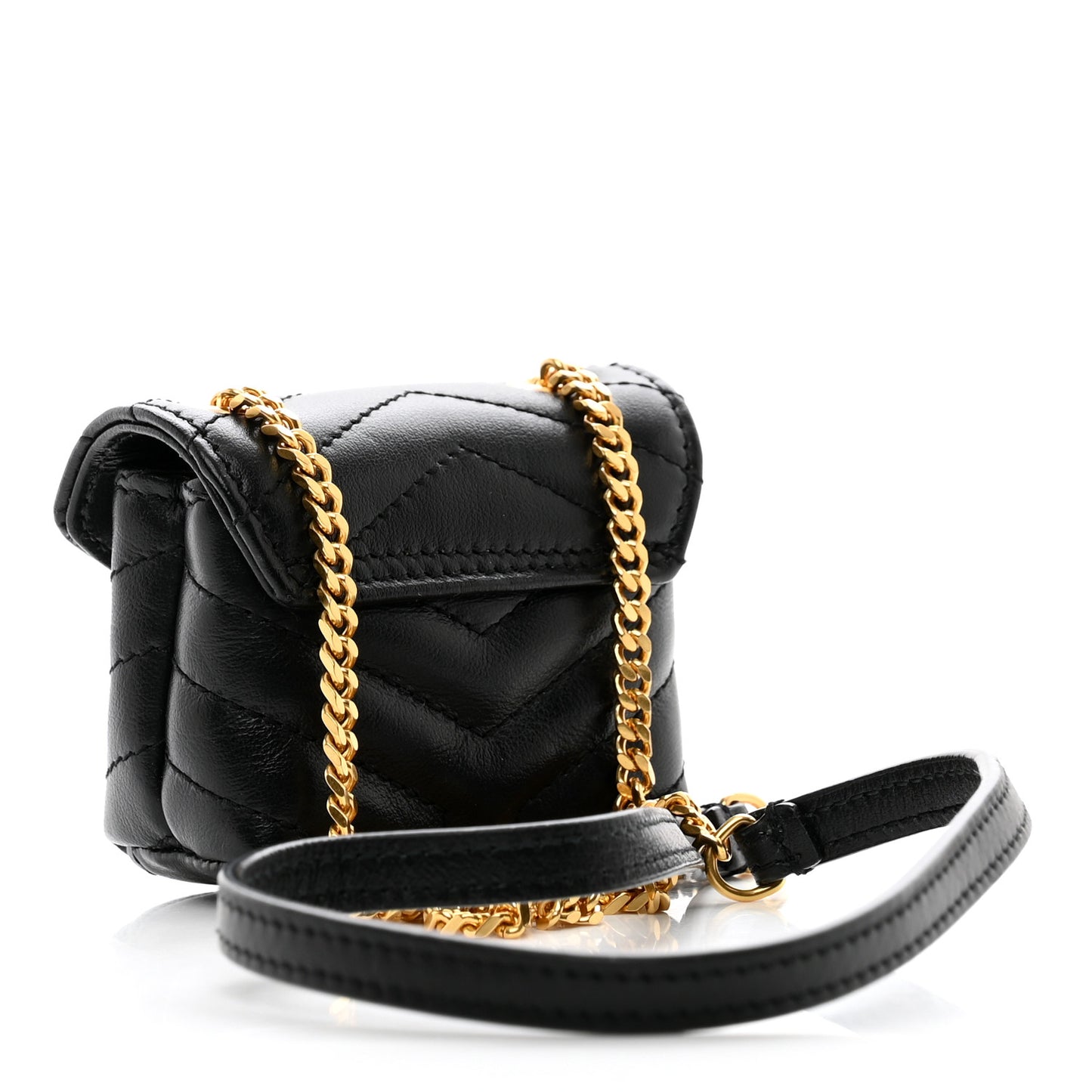 Calfskin Y Quilted Monogram Loulou AirPods Crossbody Case Black