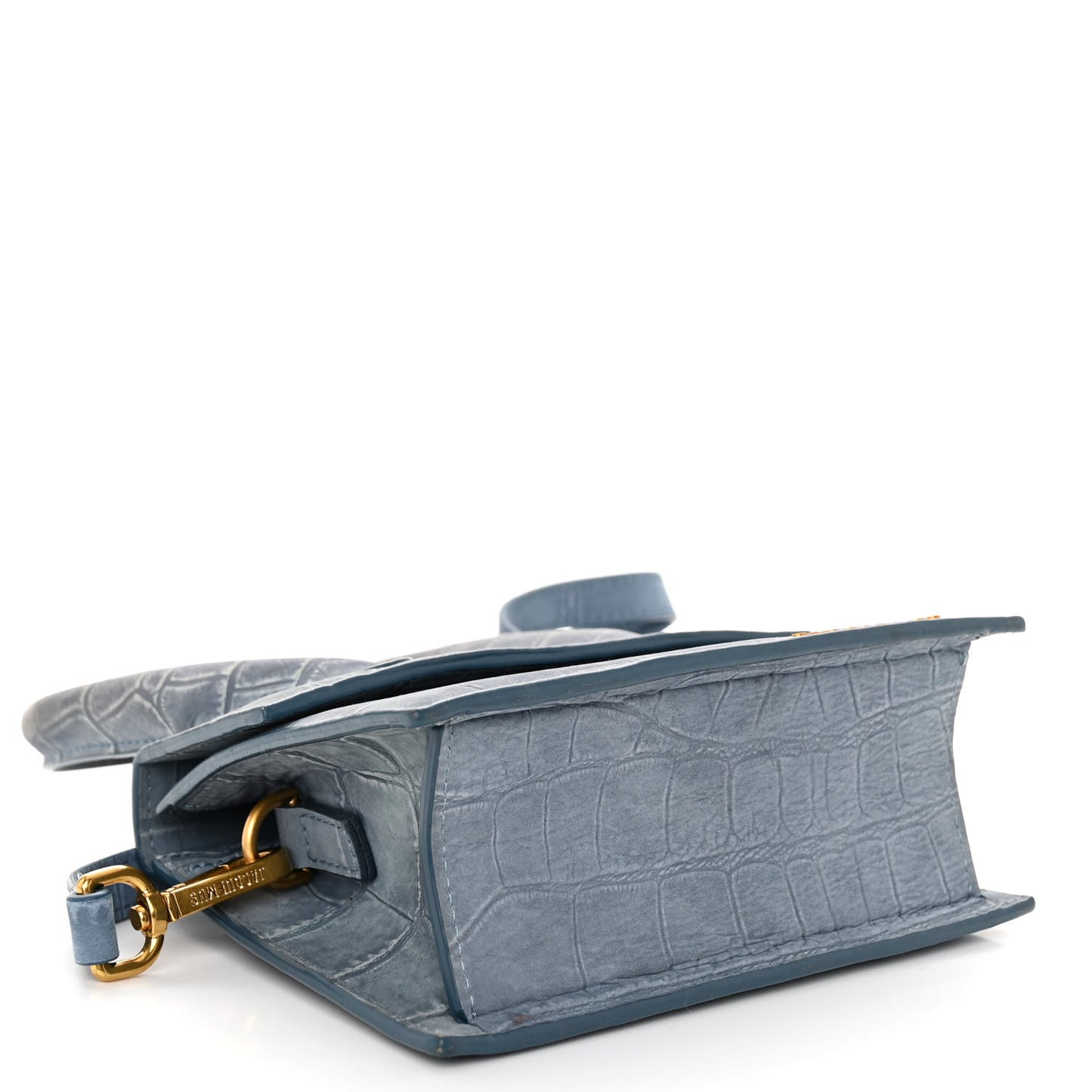 Suede Crocodile Embossed Le Chiquito Moyen Blue
