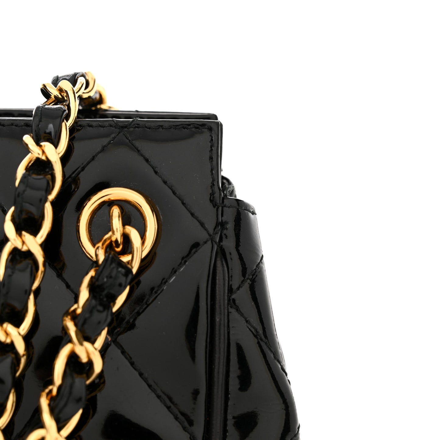 Patent Quilted CC Shoulder Bag Black