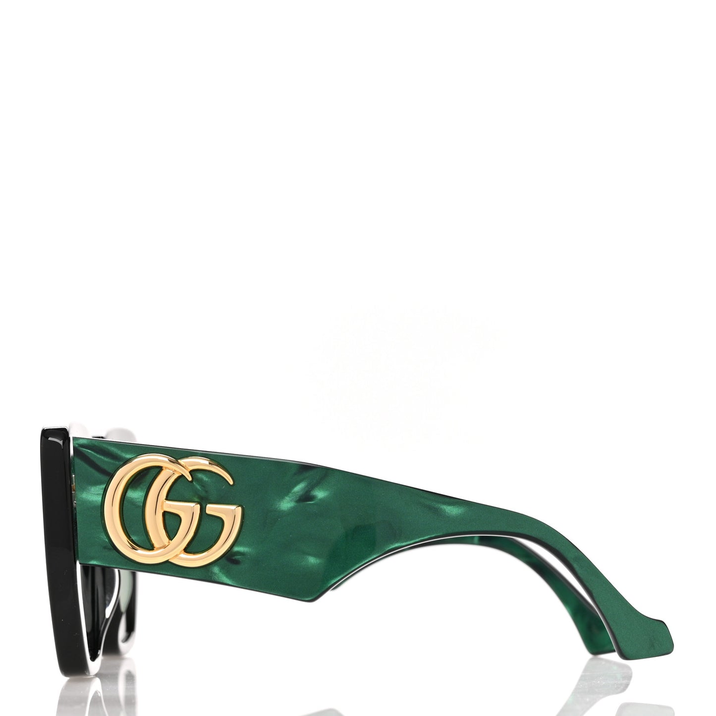 Acetate Square Frame Sunglasses GG0956S Green Black