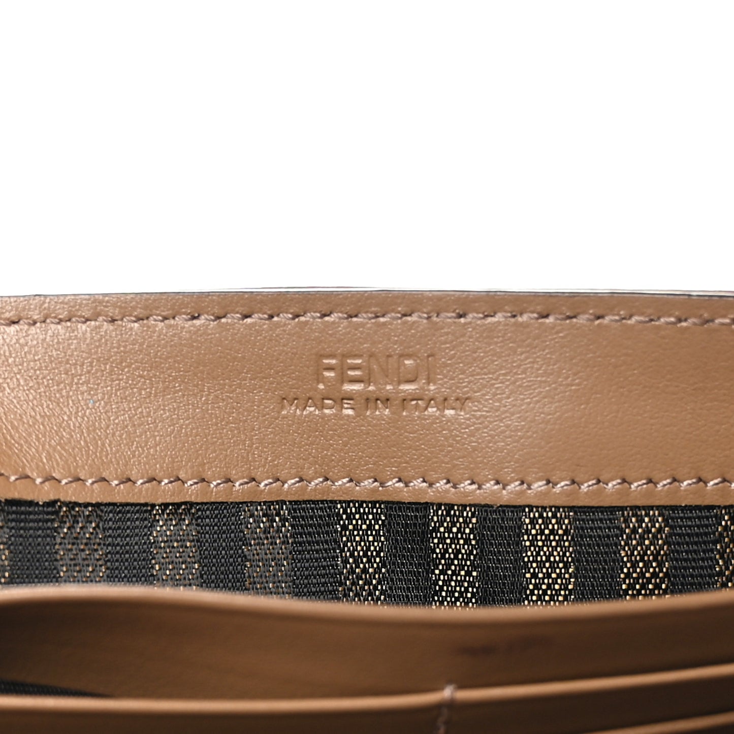 Fabric Jacquard FF 1974 Continental Wallet On Chain Tobacco Moro