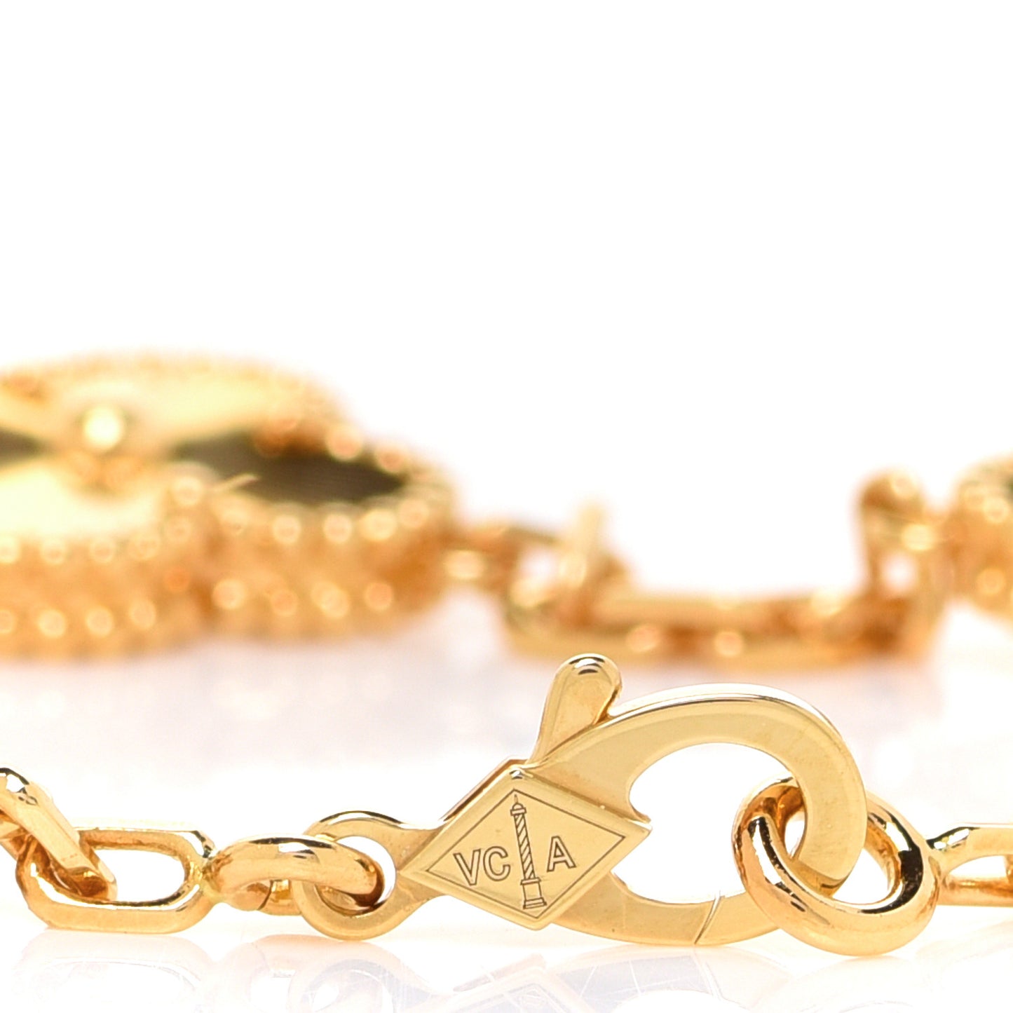 18K Yellow Gold 5 Motifs Guilloche Vintage Alhambra Bracelet