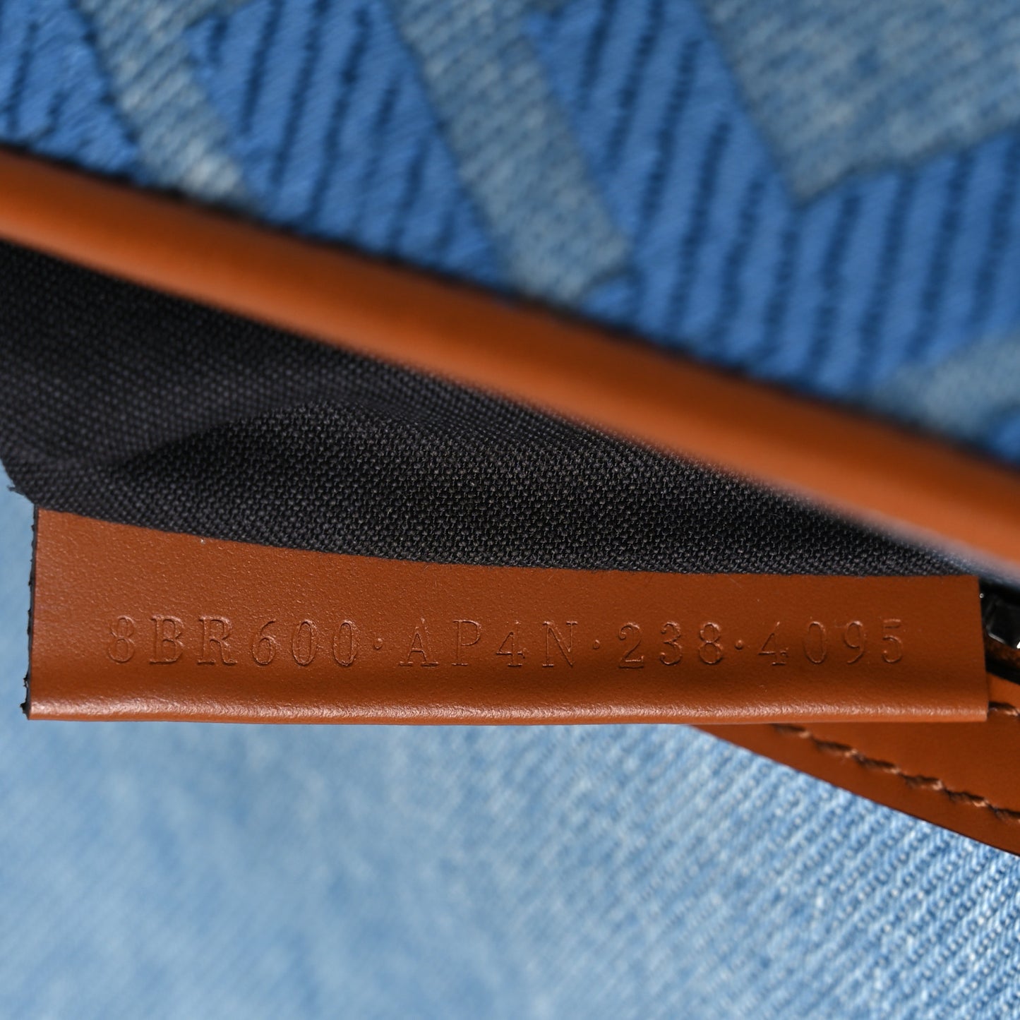 Denim Vitello King FF Embroidered Baguette Denim Chiaro Brandy