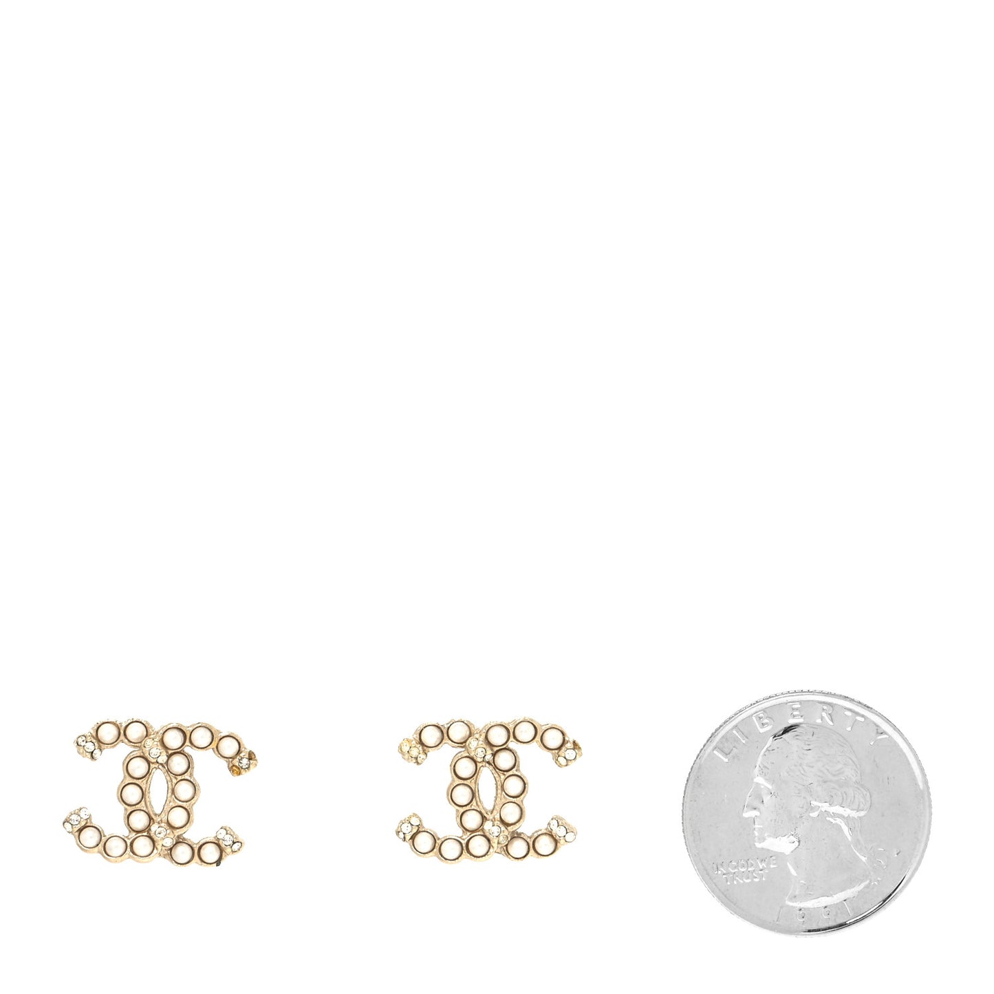 Pearl Crystal CC Earrings Gold