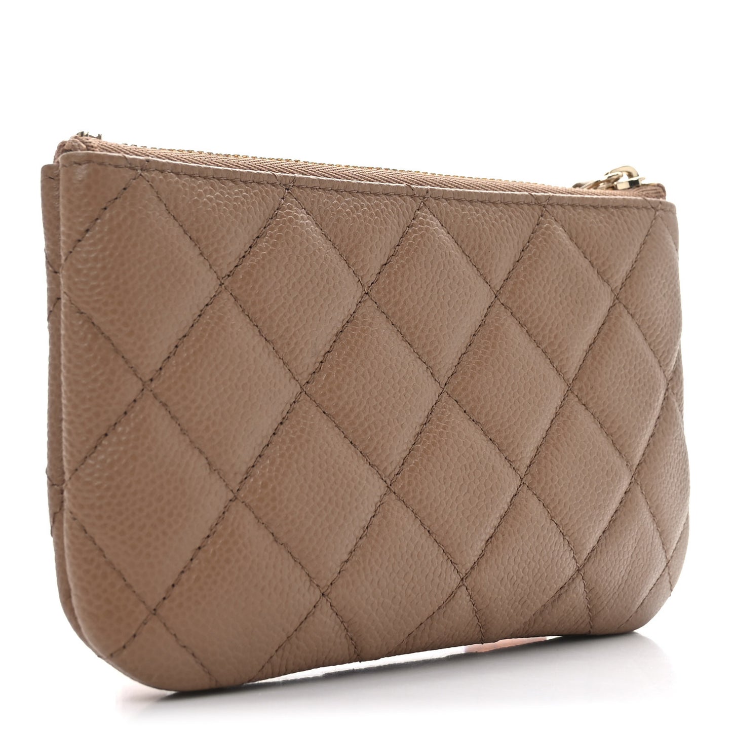 Caviar Quilted Small Multi Chain Cosmetic Case Beige