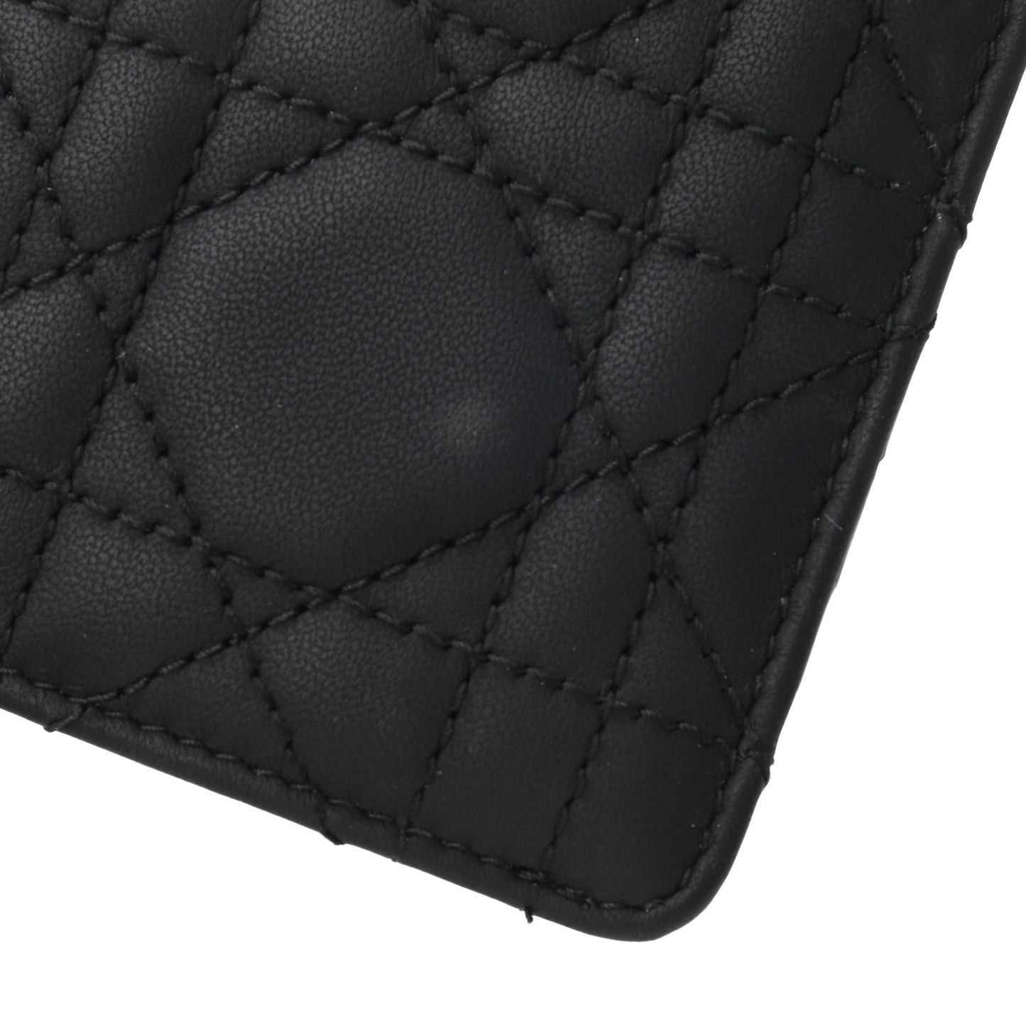 Ultra Matte Lambskin Cannage Small Lady Dior Zip Card Holder Black