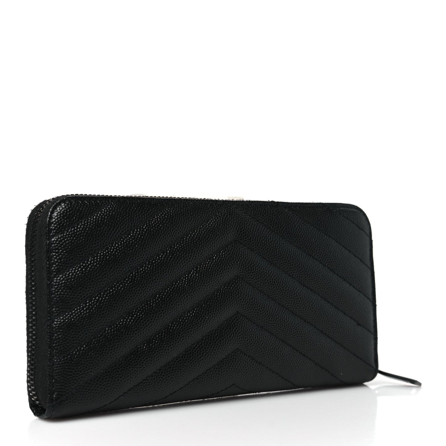 Grain De Poudre Matelasse Chevron Monogram Monochrome Zip Around Wallet Black