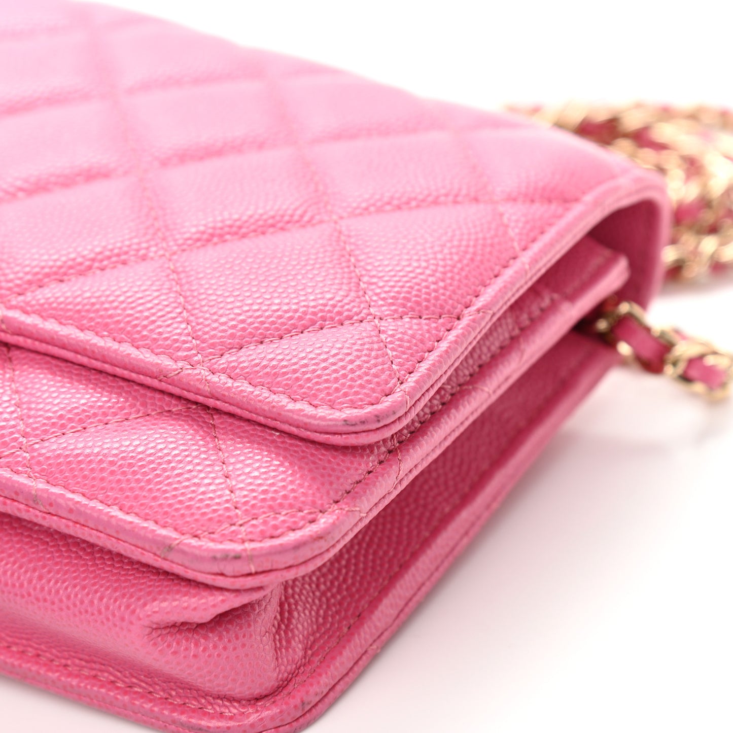 Caviar Quilted Wallet On Chain WOC Pink