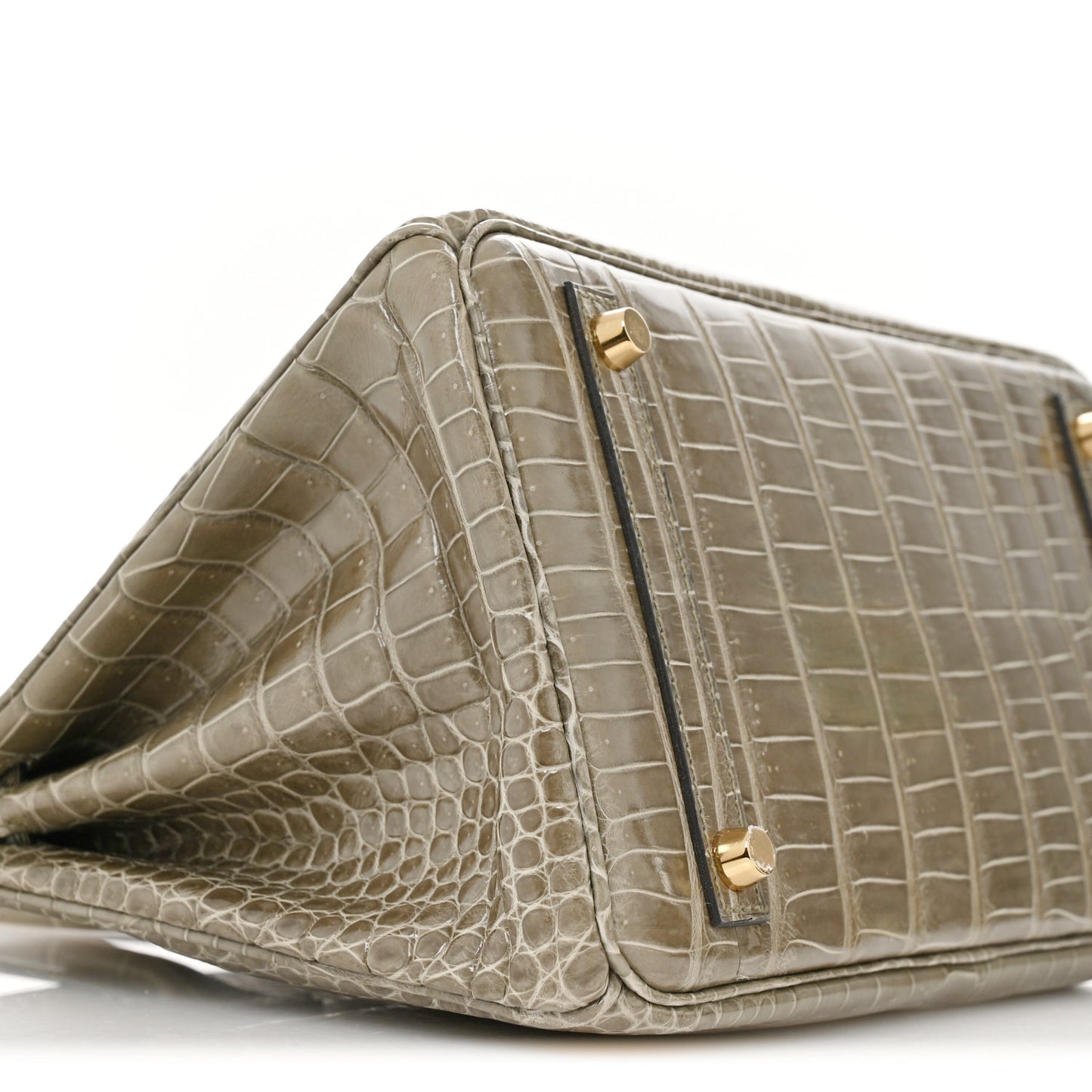 Shiny Porosus Crocodile Birkin 30 Gris Tourterelle