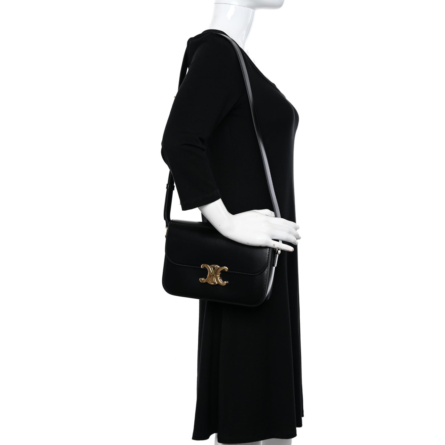 Shiny Calfskin Medium Triomphe Black