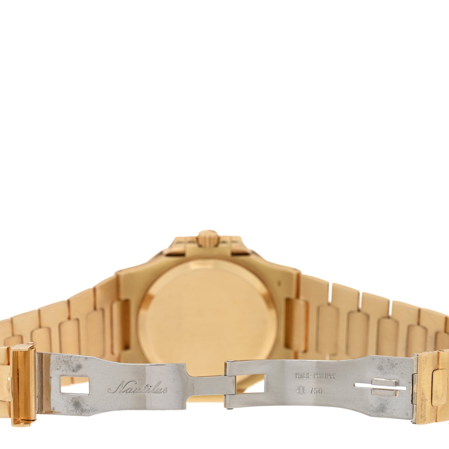 18K Yellow Gold Diamond Bezel 37mm Nautilus Quartz Watch Silver 3800/3