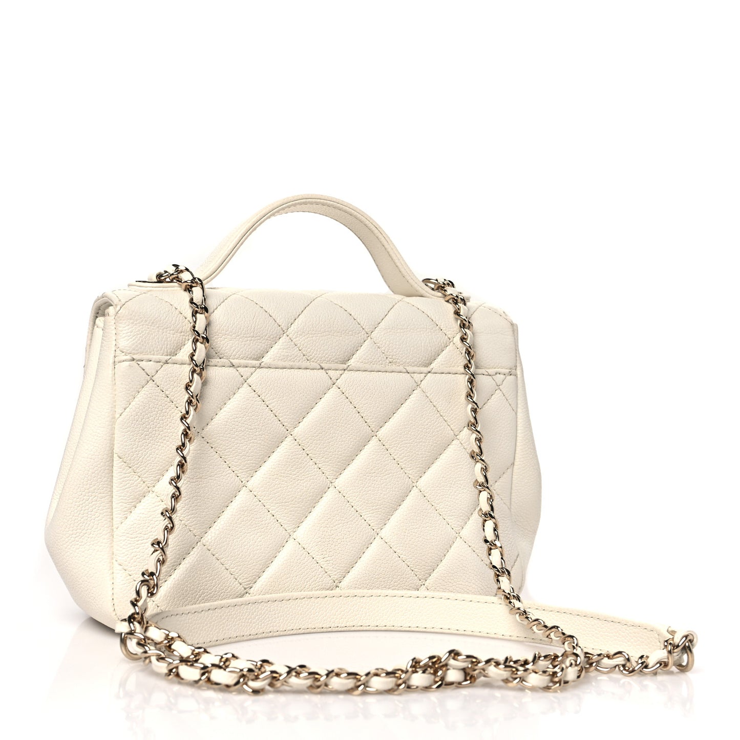 Caviar Quilted Small Business Affinity Flap White