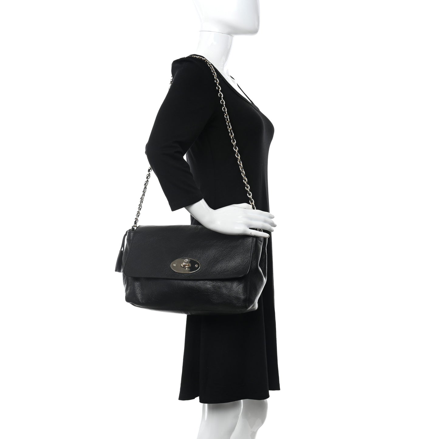 Small Classic Grain Calfskin Medium Lily Black