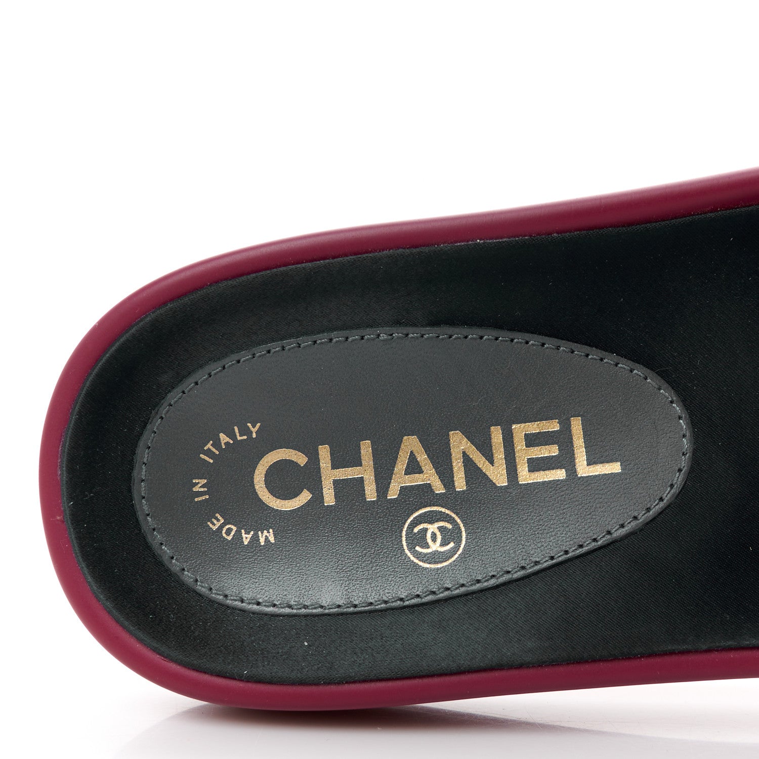 Chanel Satin Canvas Chain Slides Sandals Flats 38 Dark Fuchsia 8 of 9