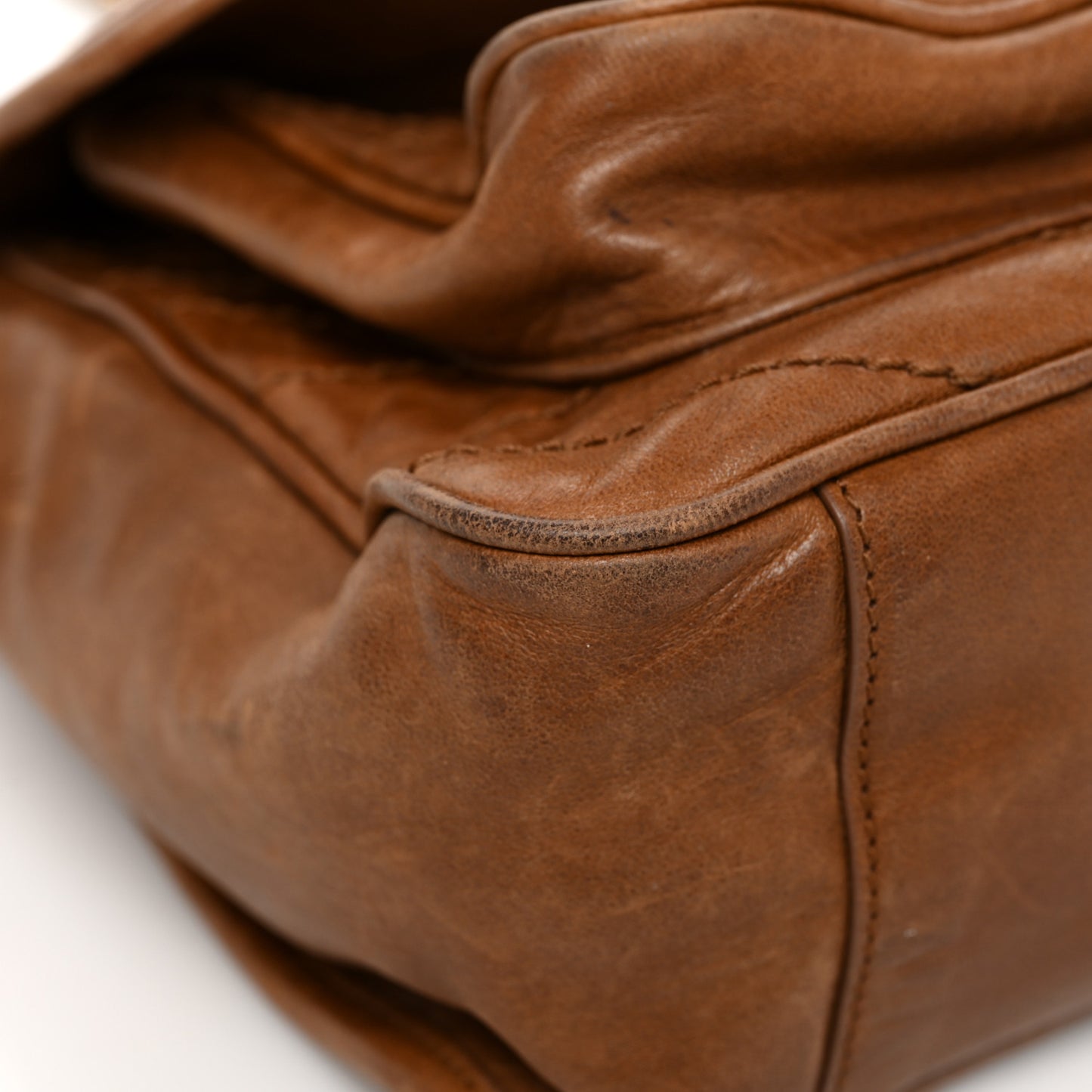 Crinkled Calfskin Matelasse Monogram Medium Niki Chain Satchel Brown