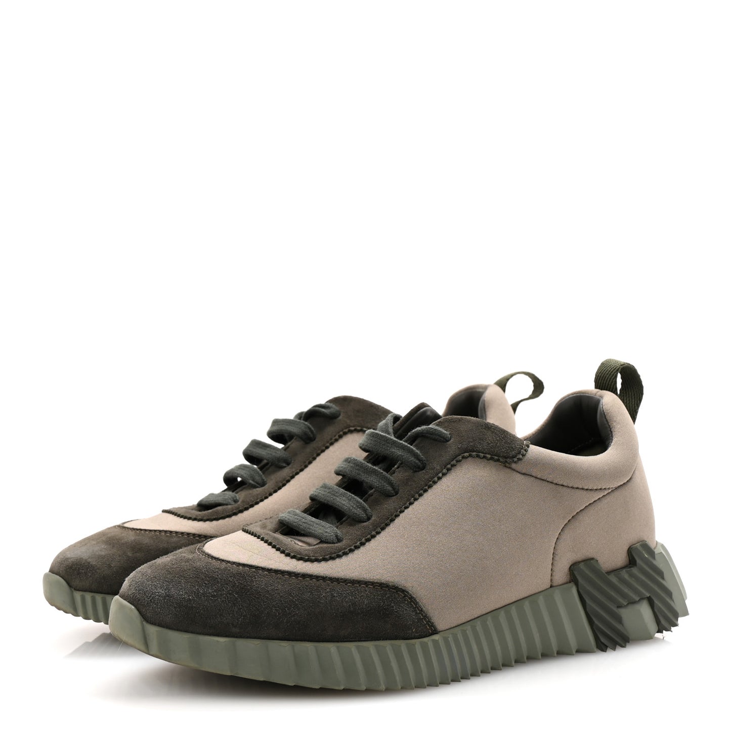 Technical Jersey Goatskin Suede Goatskin Bouncing Sneakers 39 Vert Toundra Vert Foret