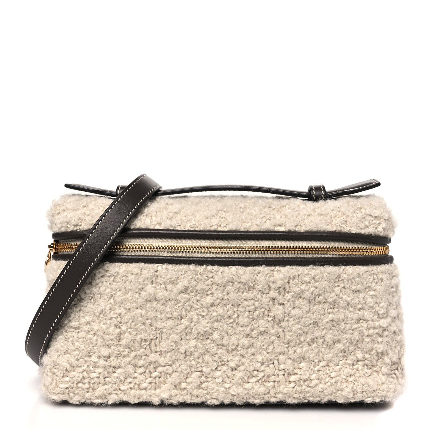Boucle Alpaca L19 Extra Pocket Pouch Beige Dark Chocolate Licorice