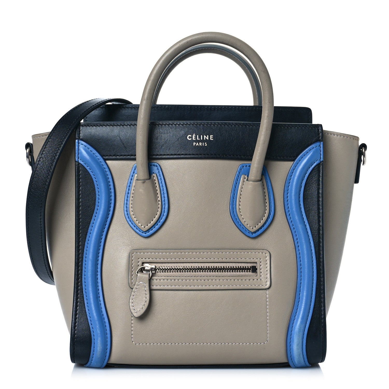 Celine Shiny Smooth Calfskin Tri-color Nano Luggage Quartz 1 of 18