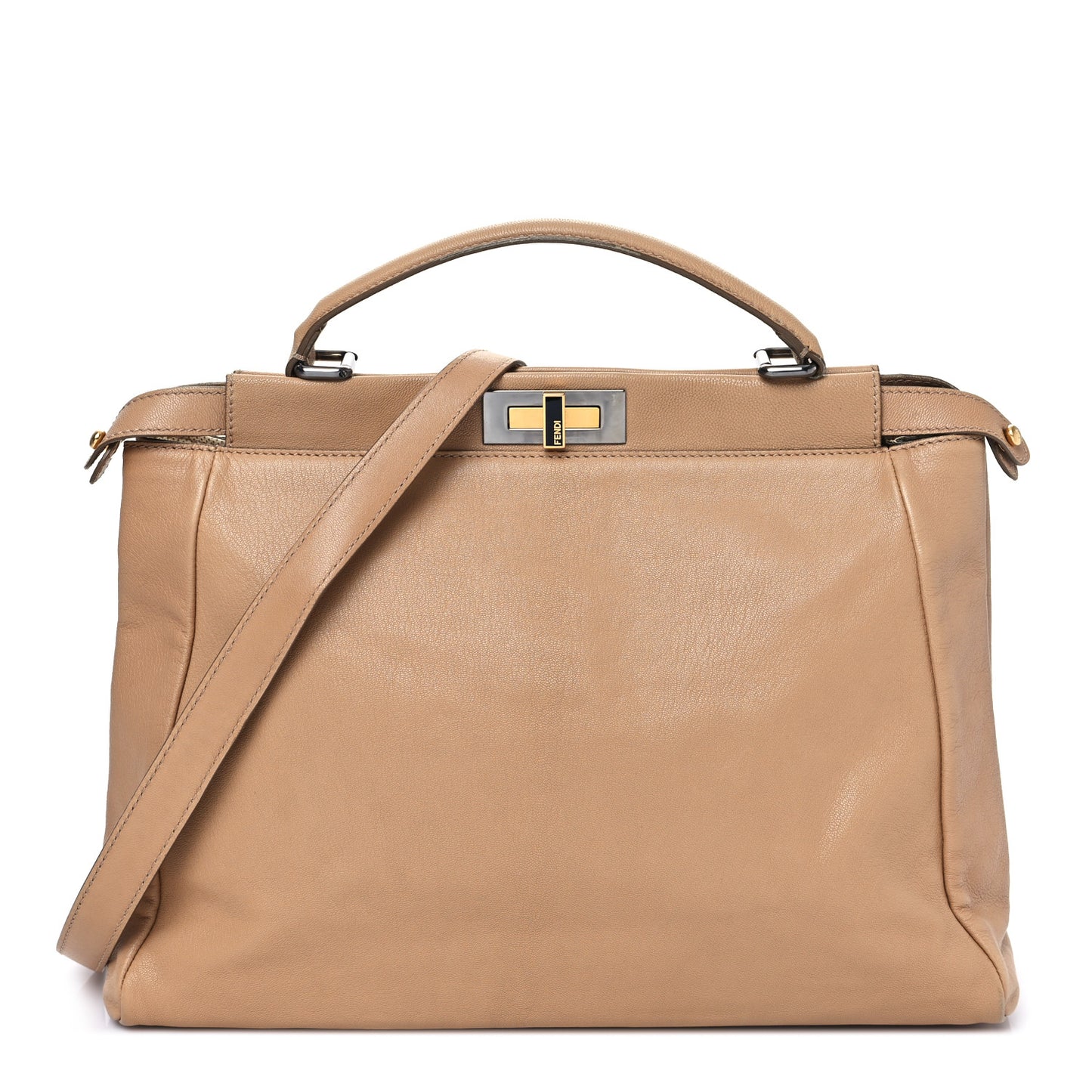 Goatskin Large Peekaboo Iconic Satchel Latte