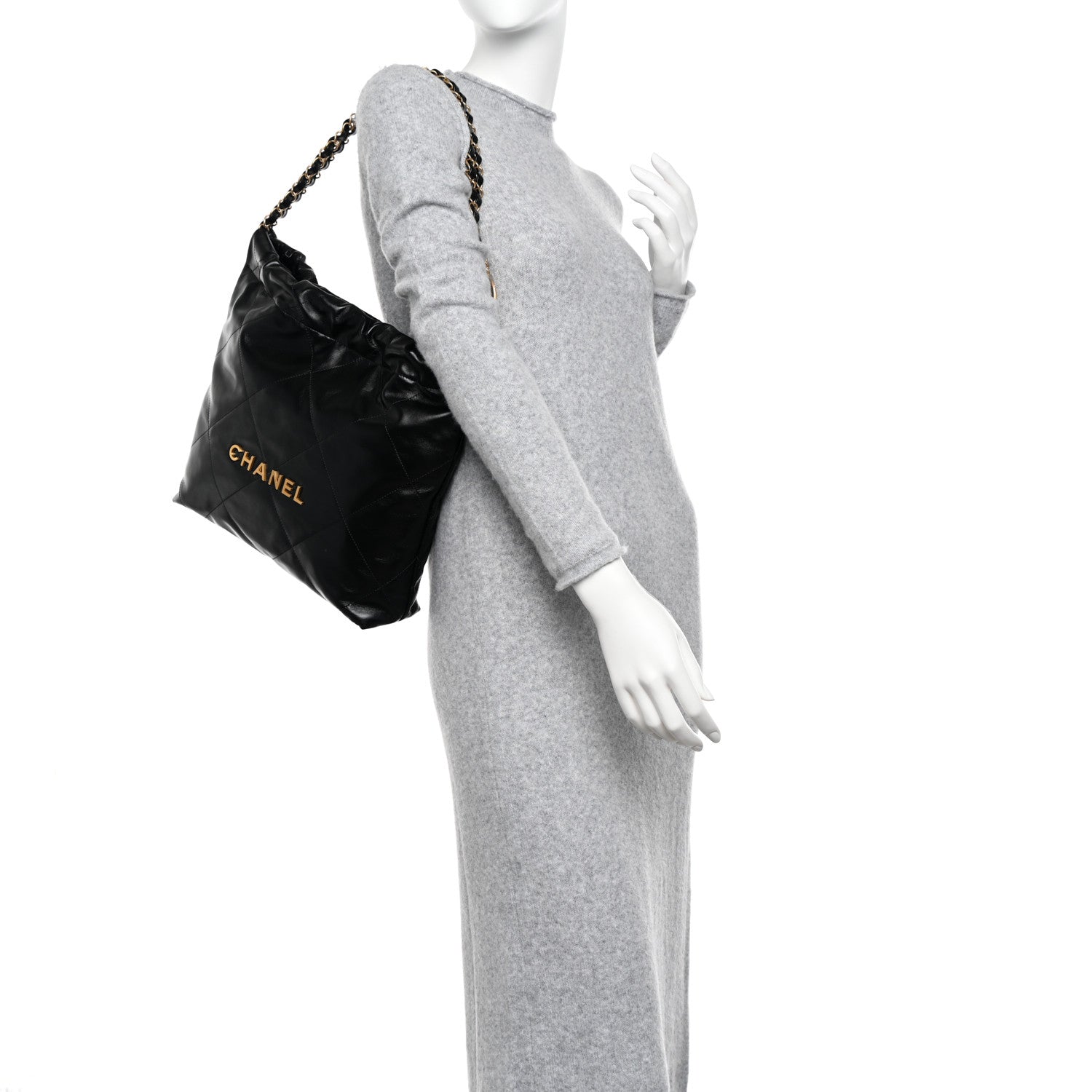 Chanel Shiny Calfskin Quilted Small Chanel 22 Black 2 of 12