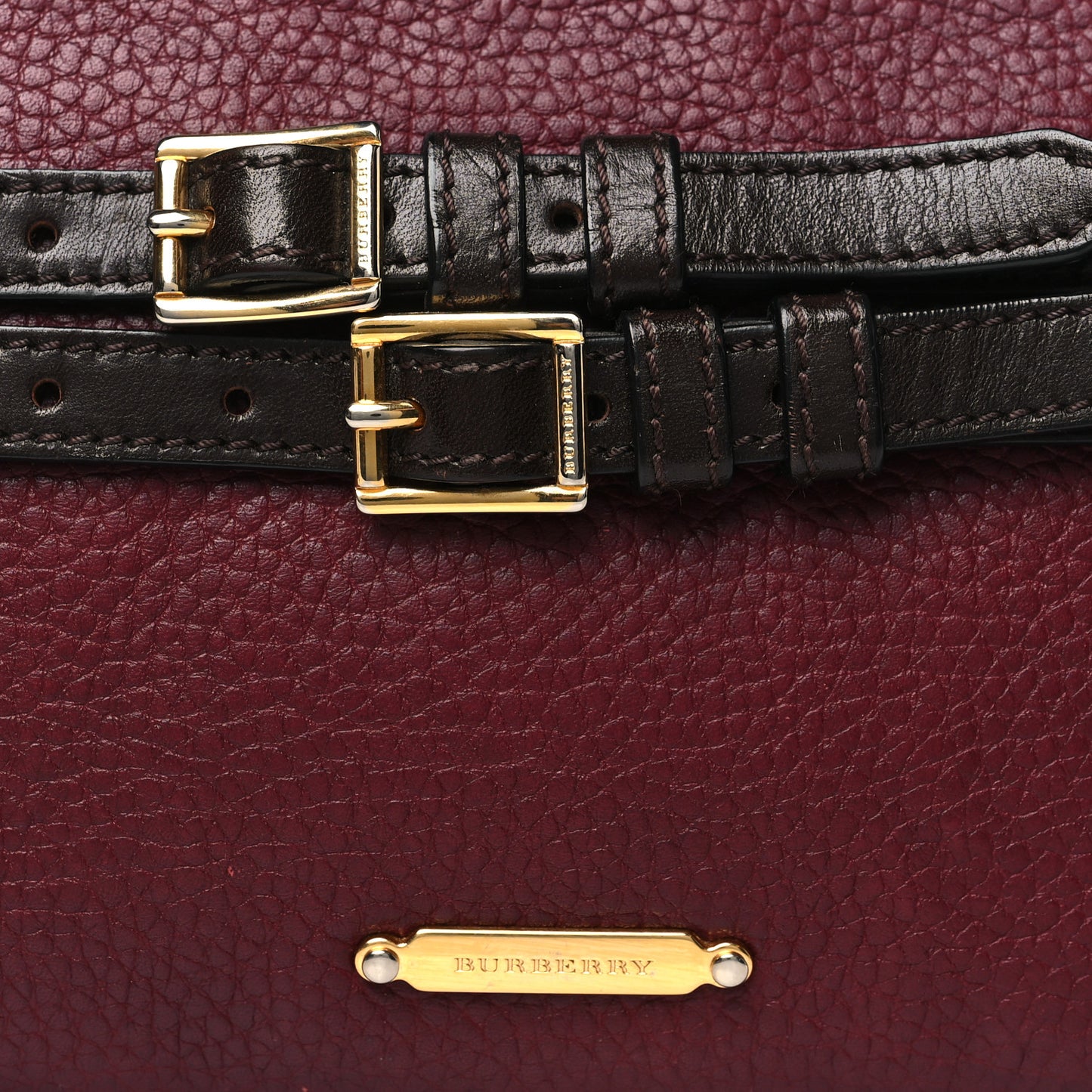 House Check Bridle Calfskin Peyton Crossbody Burgundy